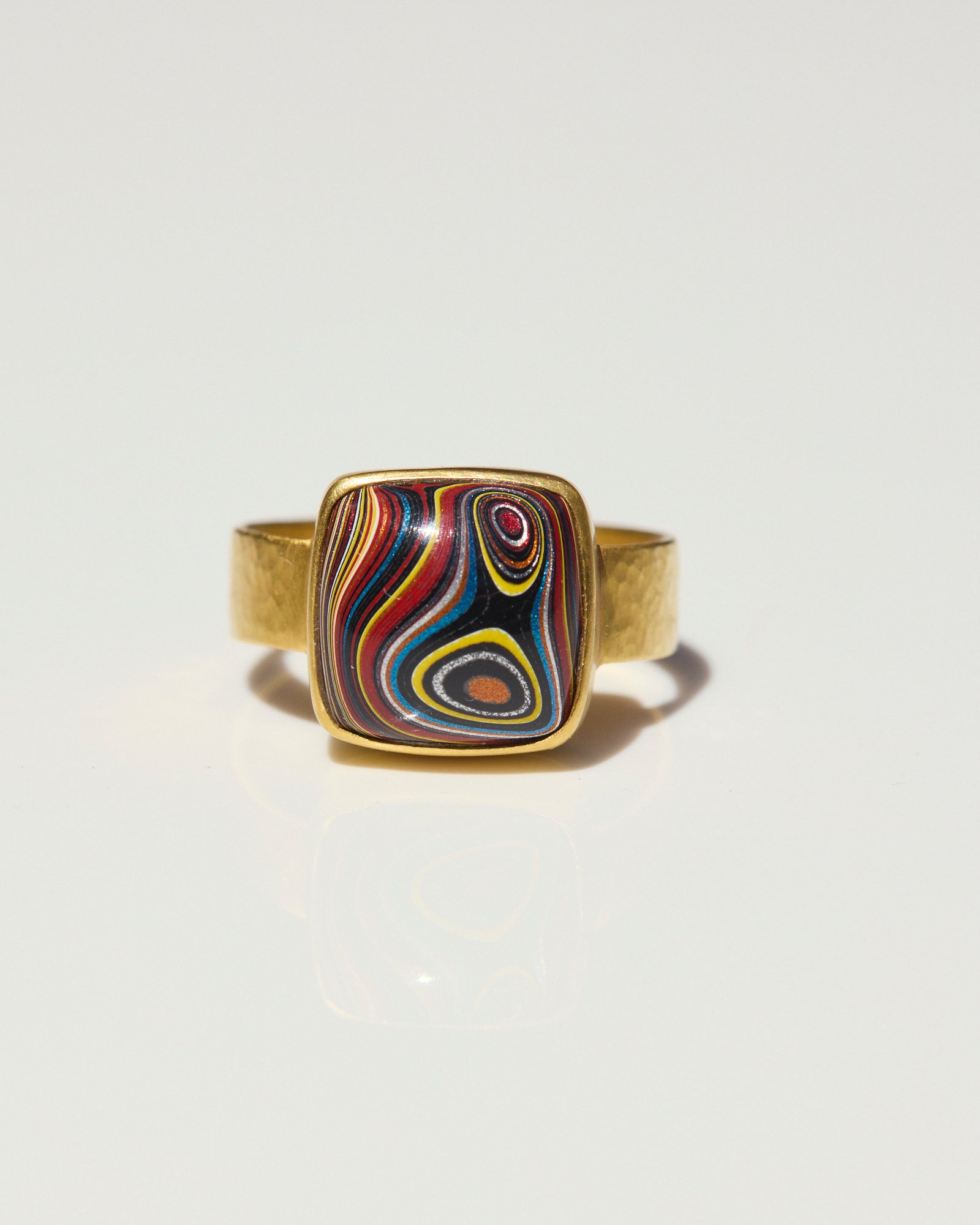 "Surrealistic Pillow" Gold and Fordite Ring