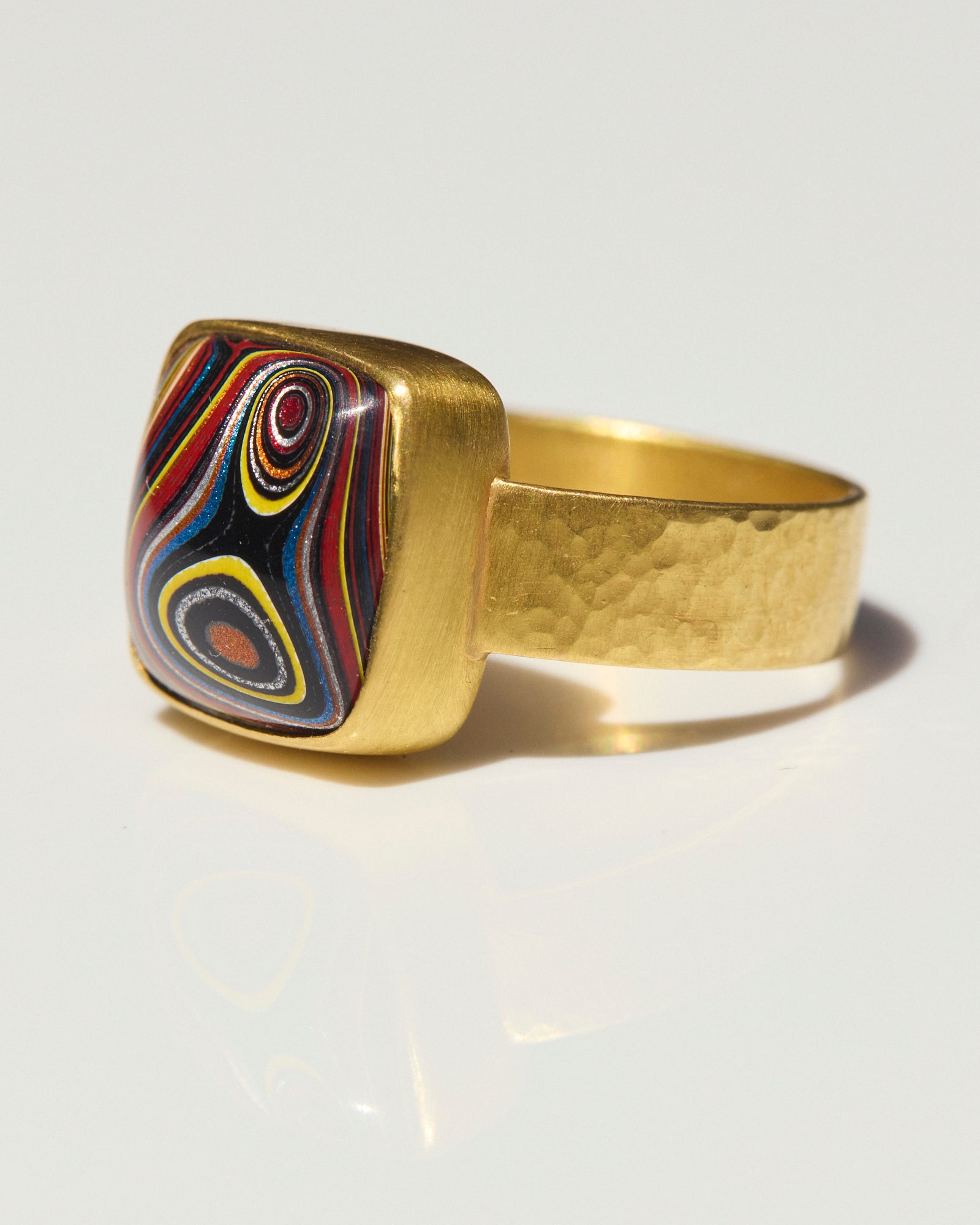 "Surrealistic Pillow" Gold and Fordite Ring