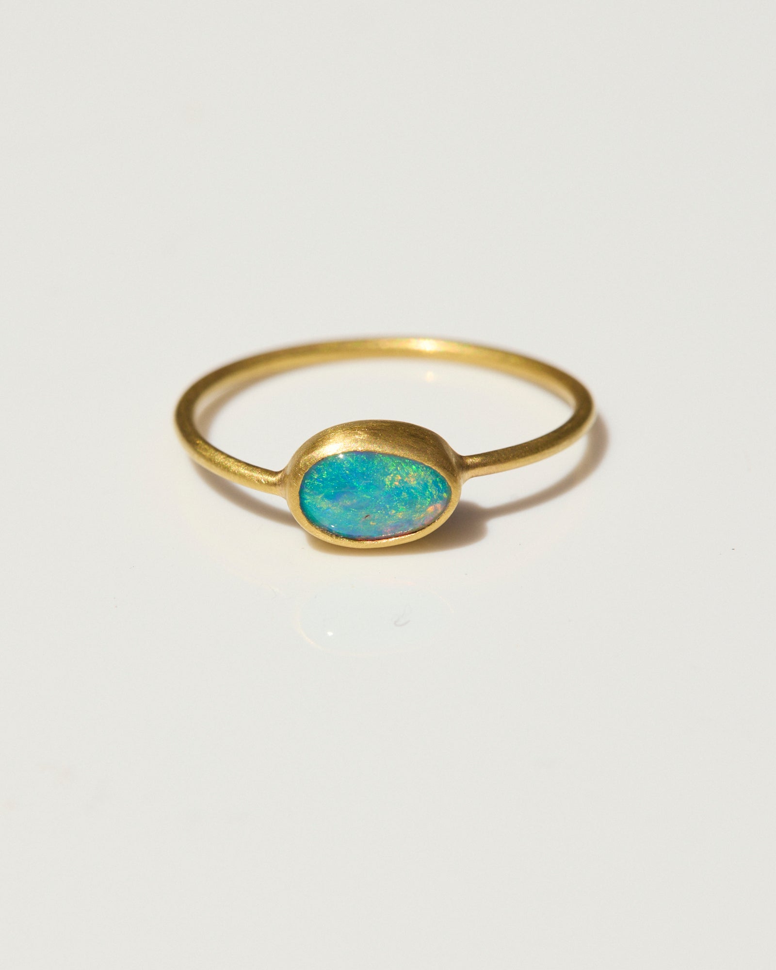 "Another Prismatic Mood XIV" Gold and Australian Lightning Ridge Opal Ring