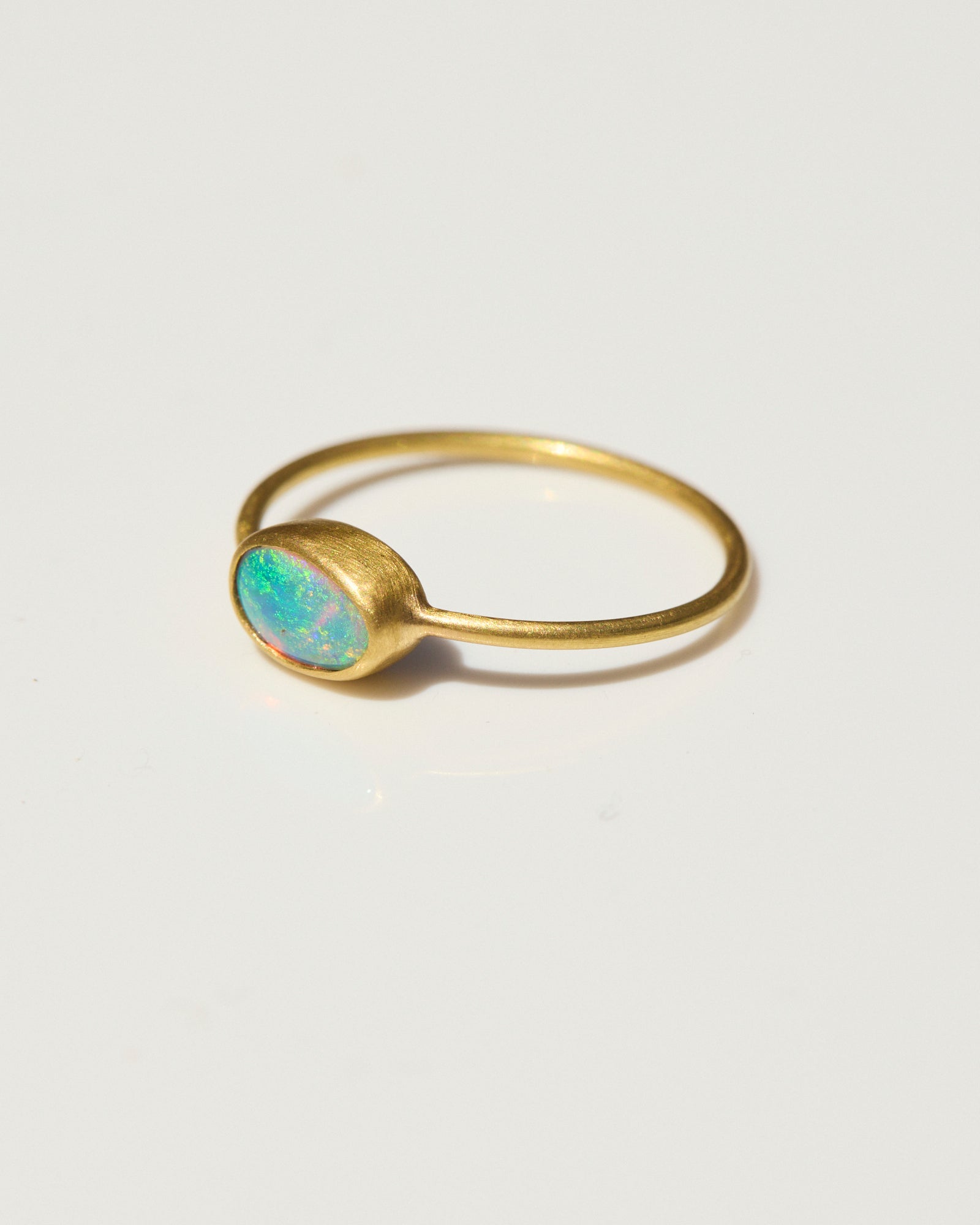 "Another Prismatic Mood XIV" Gold and Australian Lightning Ridge Opal Ring