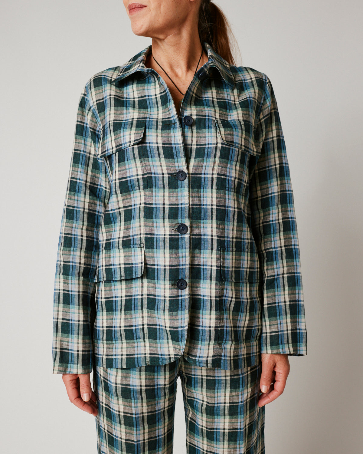Chiara Checked Shirt in Aqua