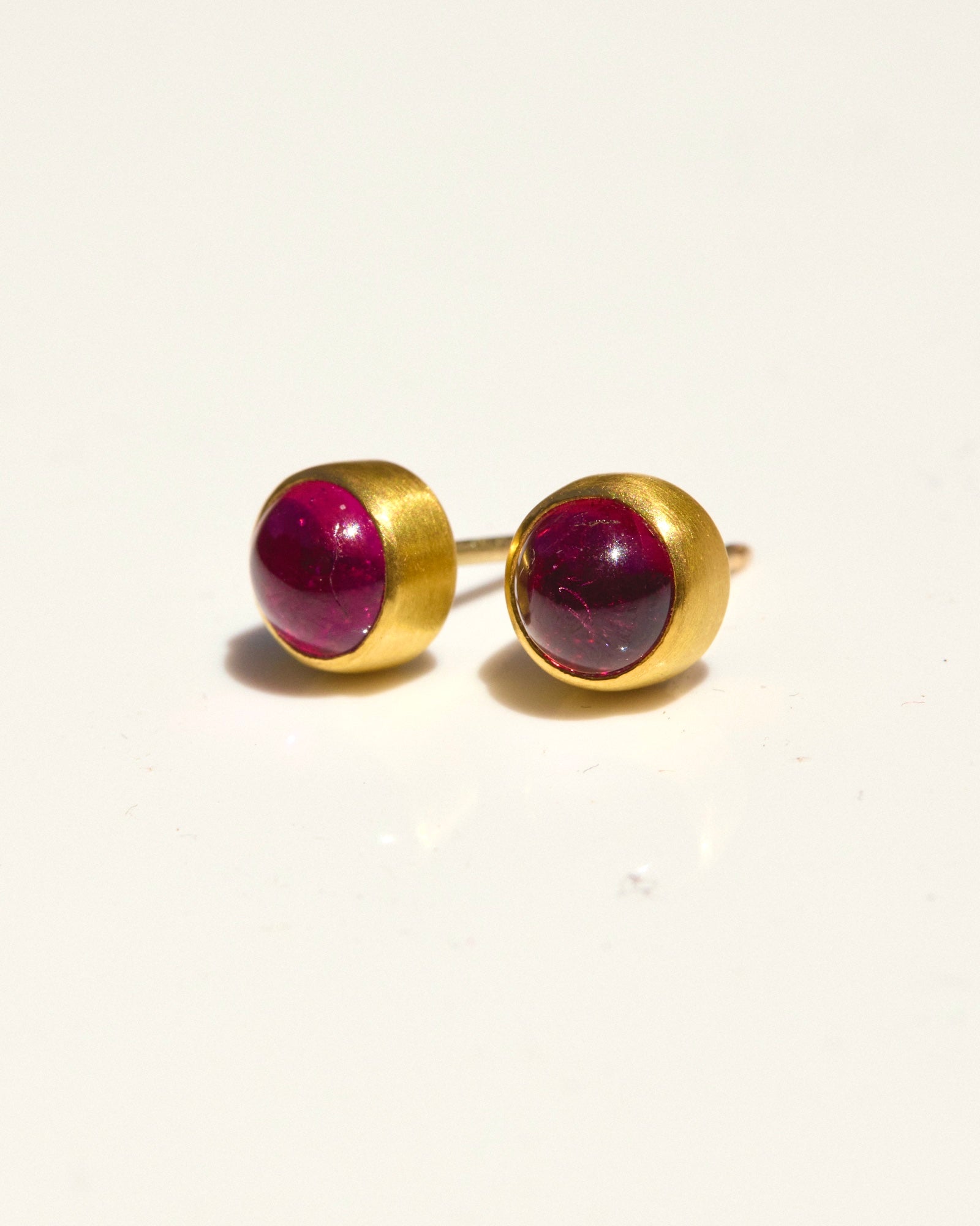 "Spain VIII" Gold and Rubellite Tourmaline Studs