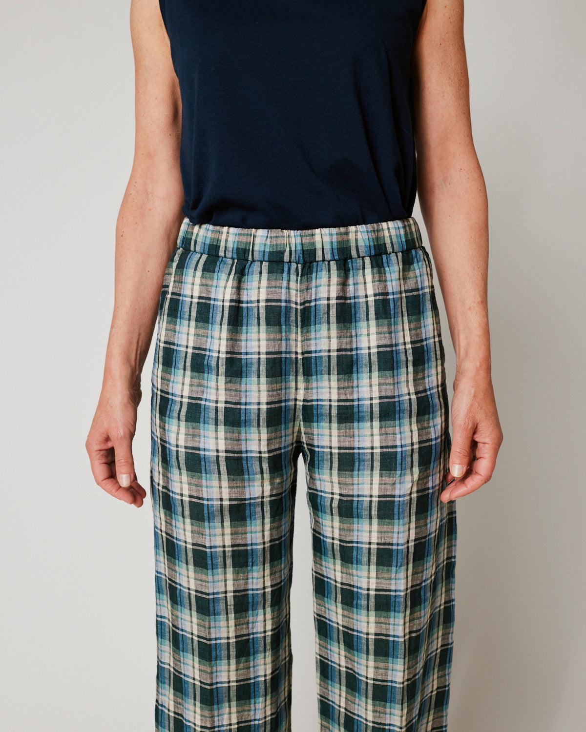 Portorico Linen Check Trousers