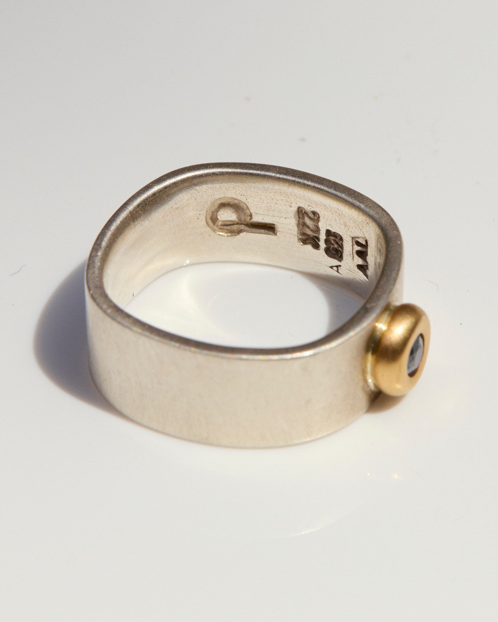 Teal Sapphire, 22k Gold & Sterling Silver Ring