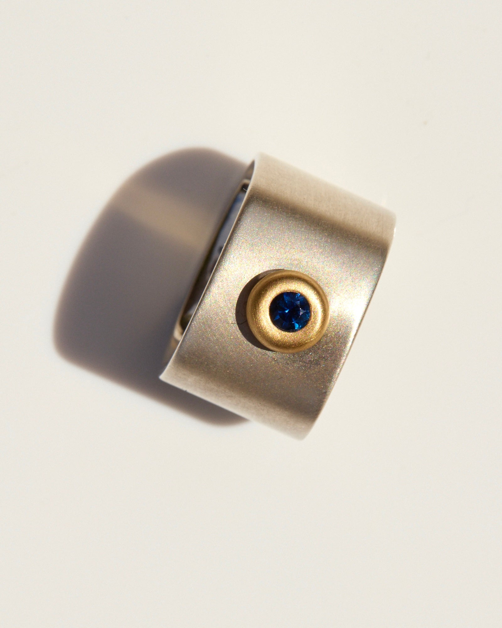 Wide Sapphire Band with 22k Gold & Sterling SIlver