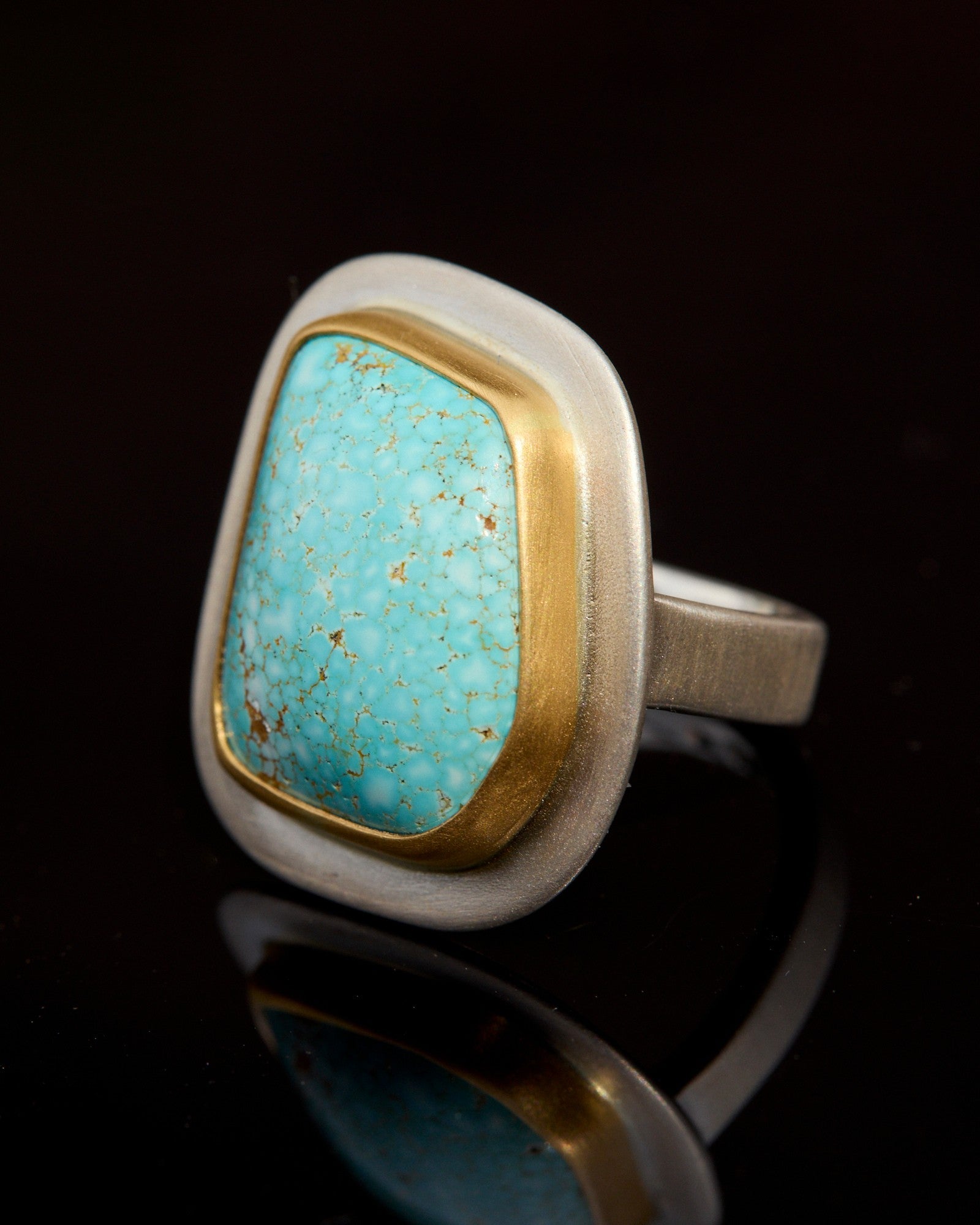 No. 8 Turquoise Ring with 22k Gold & Sterling Silver