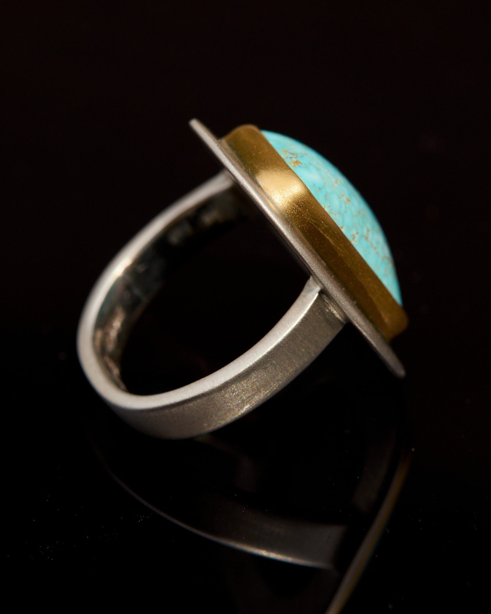 No. 8 Turquoise Ring with 22k Gold & Sterling Silver