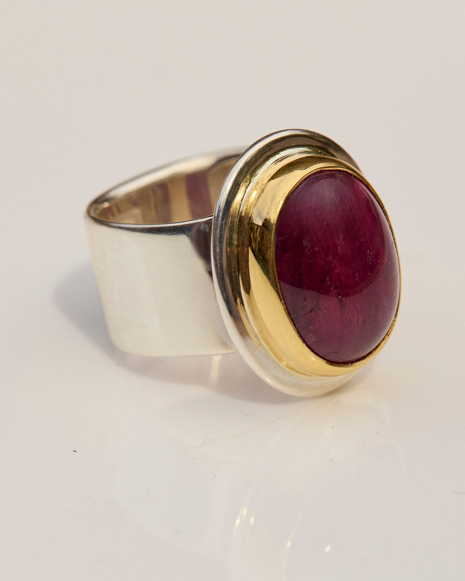 Rubellite Ring with 22k Gold & Sterling Silver