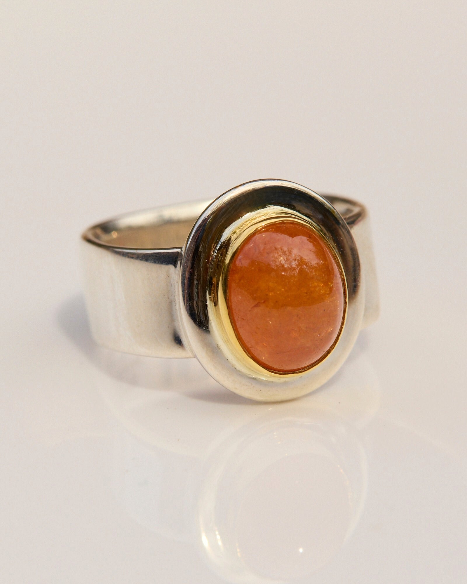 Mandarin Garnet Ring with 22k Gold & Sterling Silver