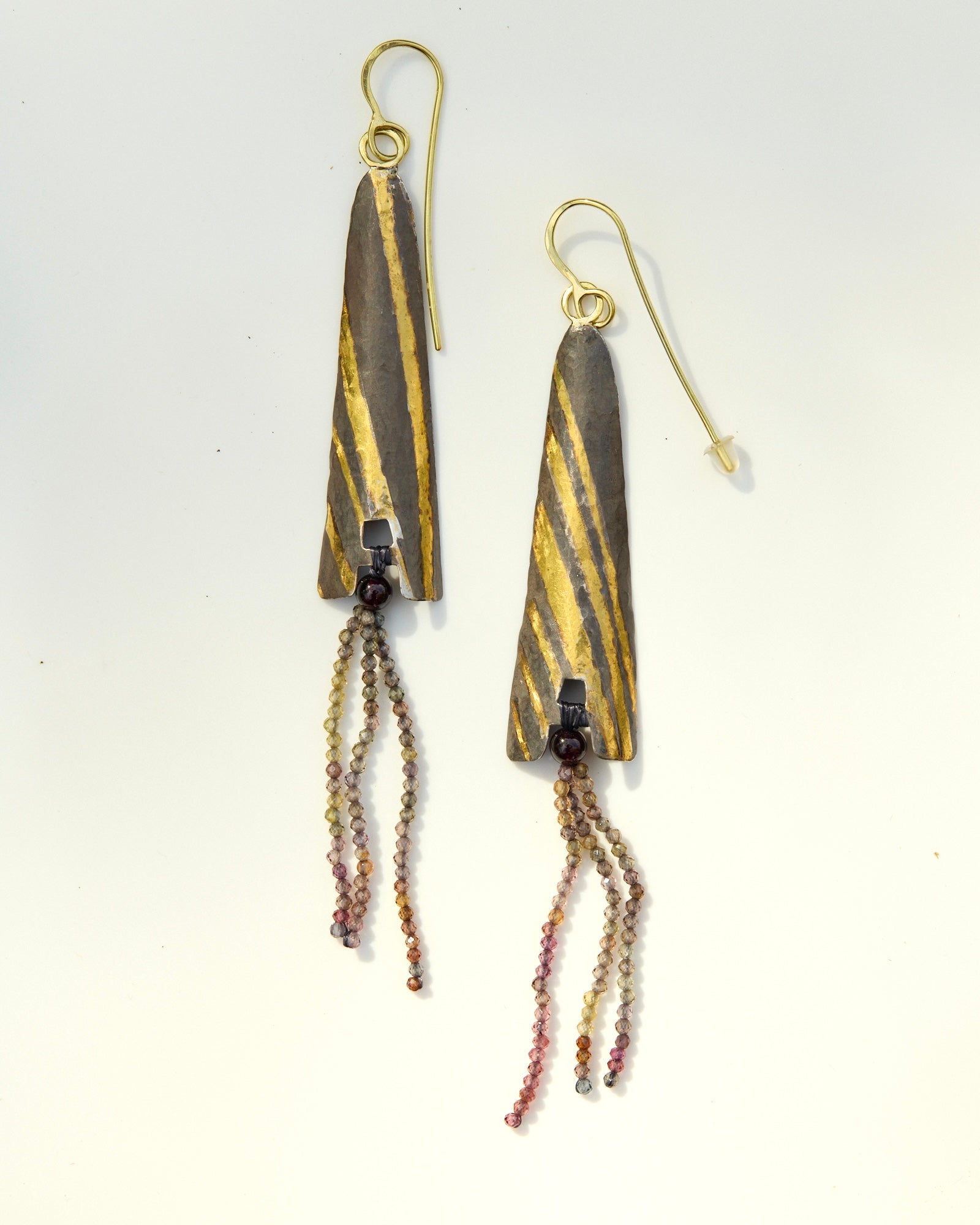 Keum-Boo Earrings with 23k Gold and Sapphire Beads