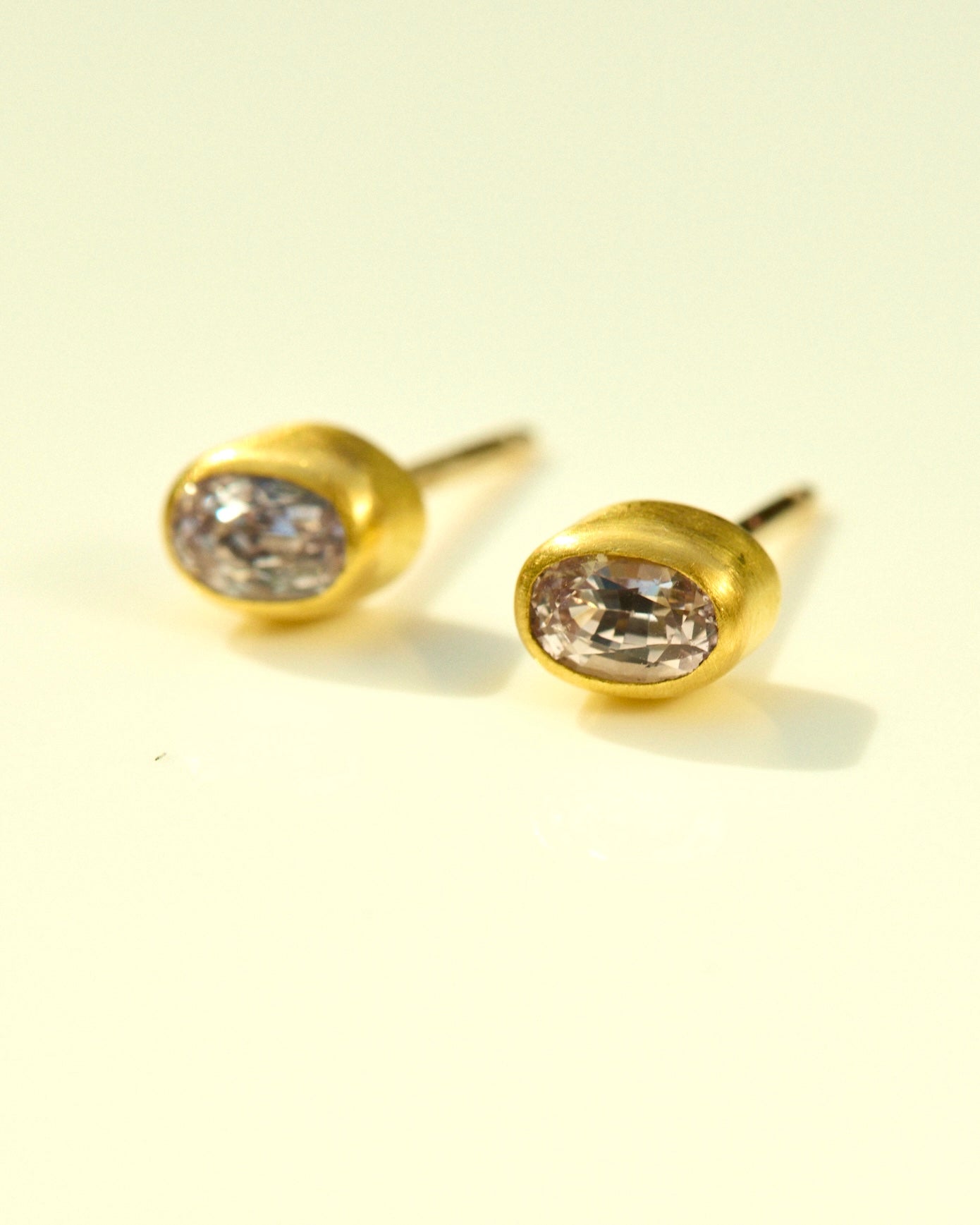 "Ellipsis XII" Gold and Pink Fancy Sapphire Studs