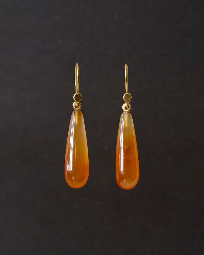 Carnelian and Gold Earrings