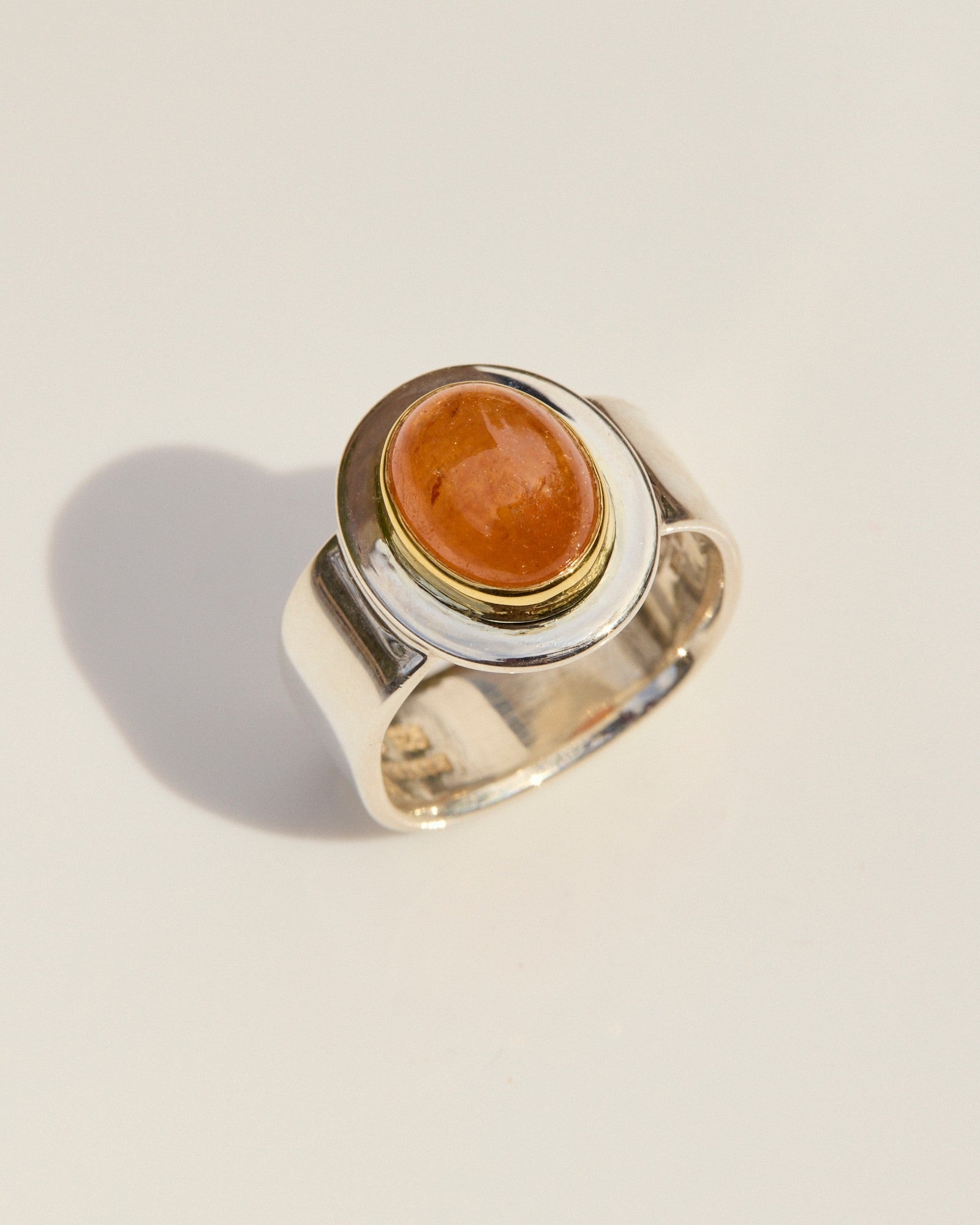 Mandarin Garnet Ring with 22k Gold & Sterling Silver