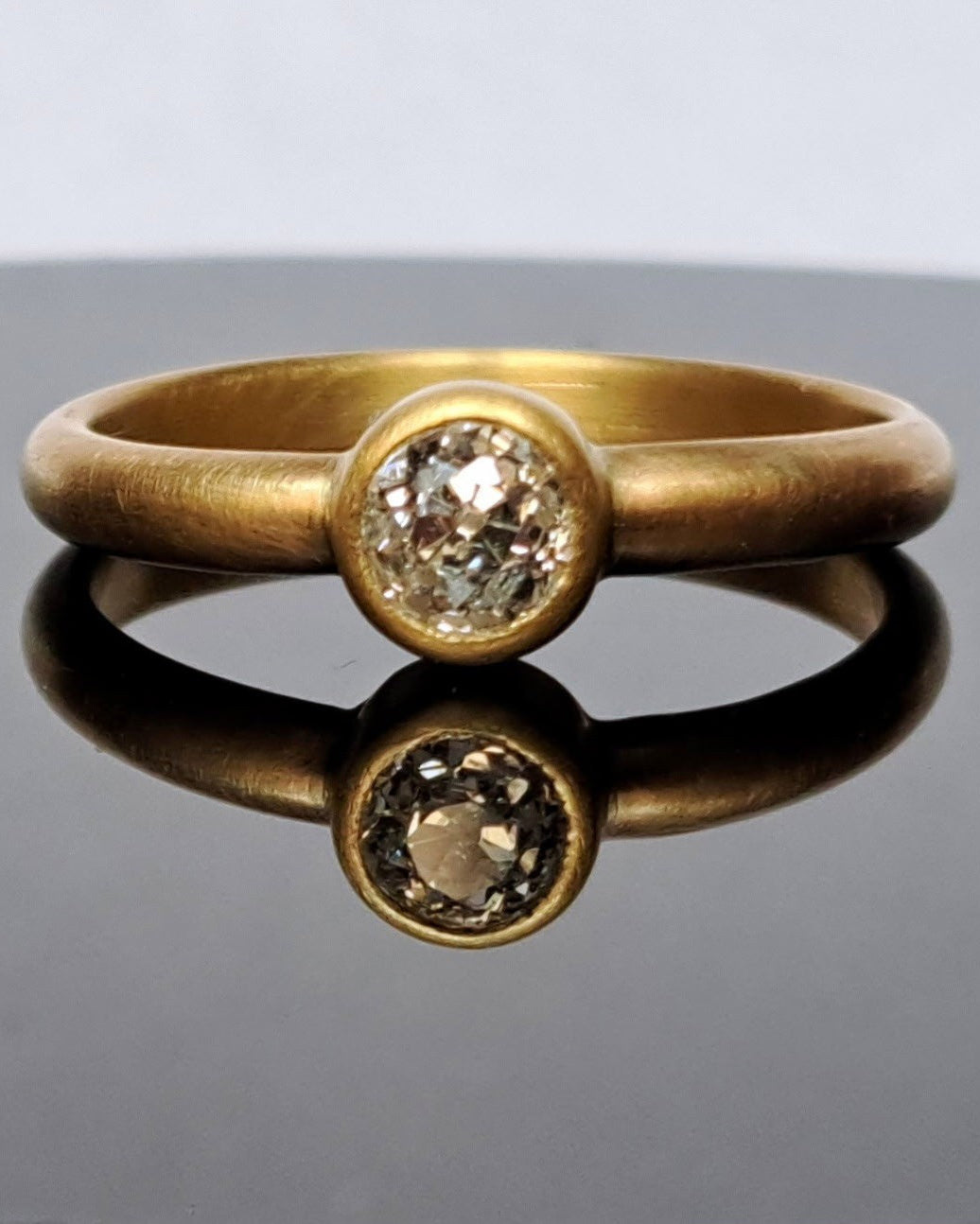 "Dis Oui V" Gold & Old European Cut Diamond Ring