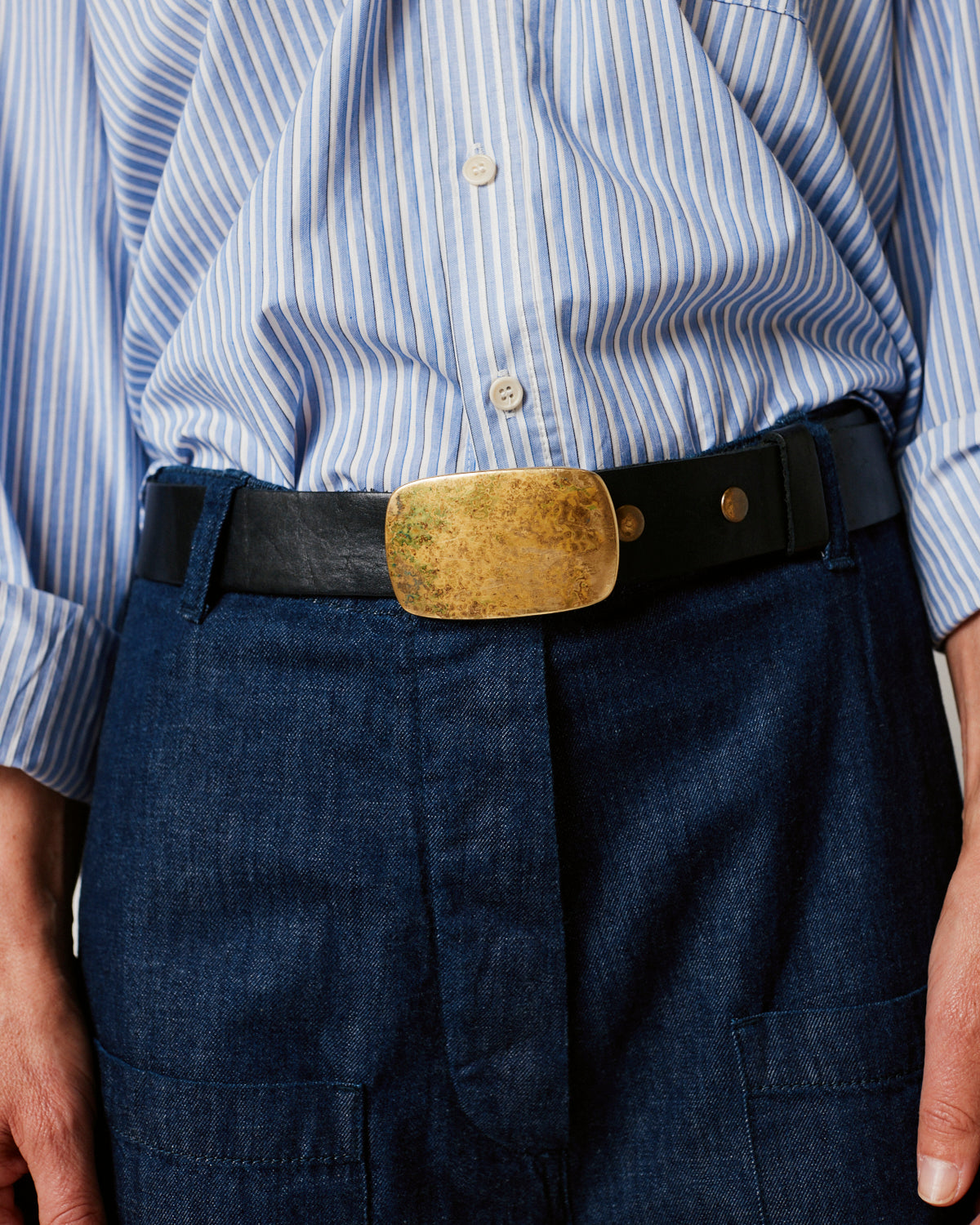 Black Leather & Brass Belt