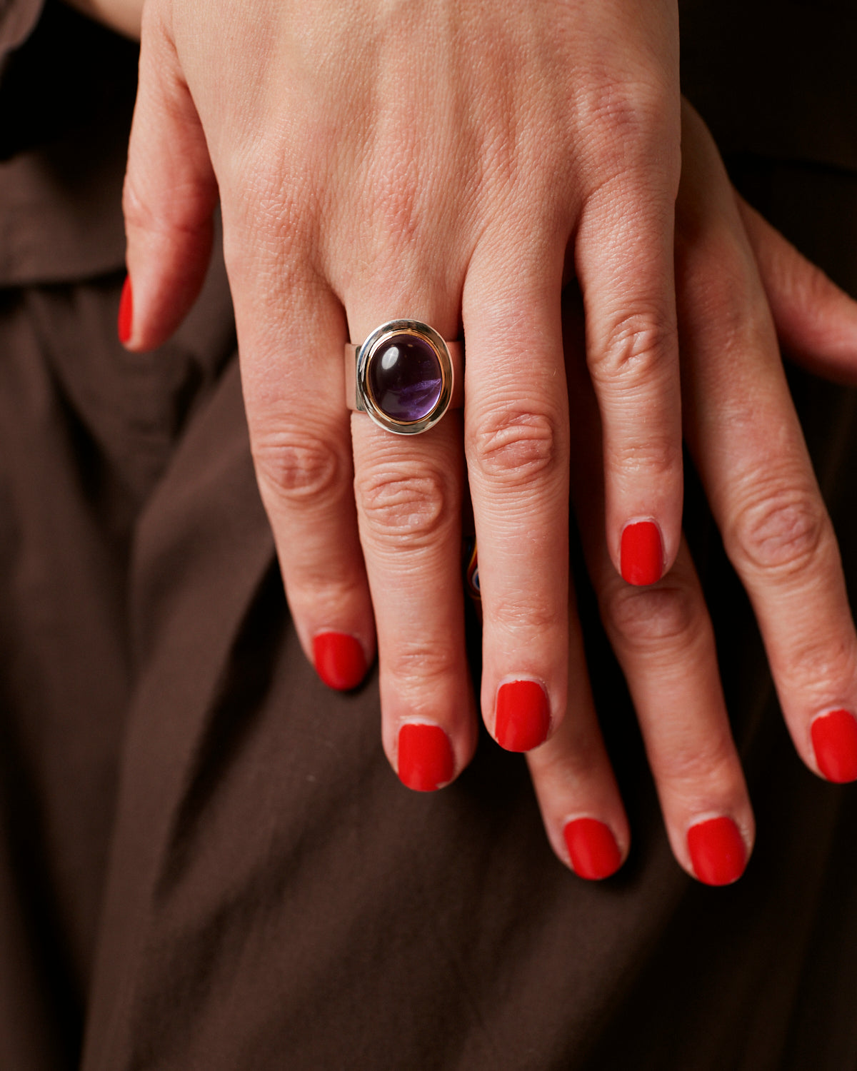Amethyst Ring with 22k Gold & Sterling Silver
