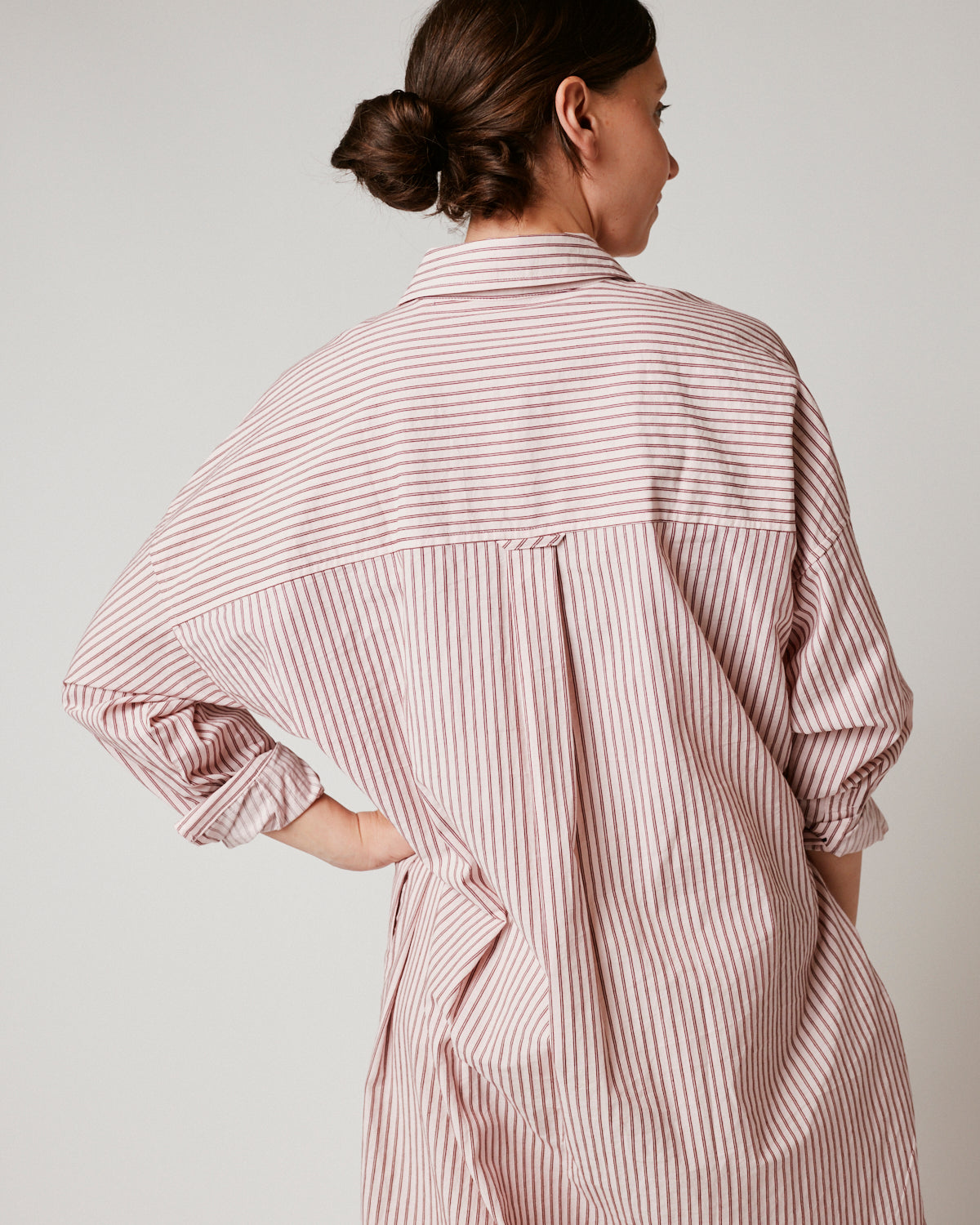 Phoebe Shirt Dress in Rose Stripe
