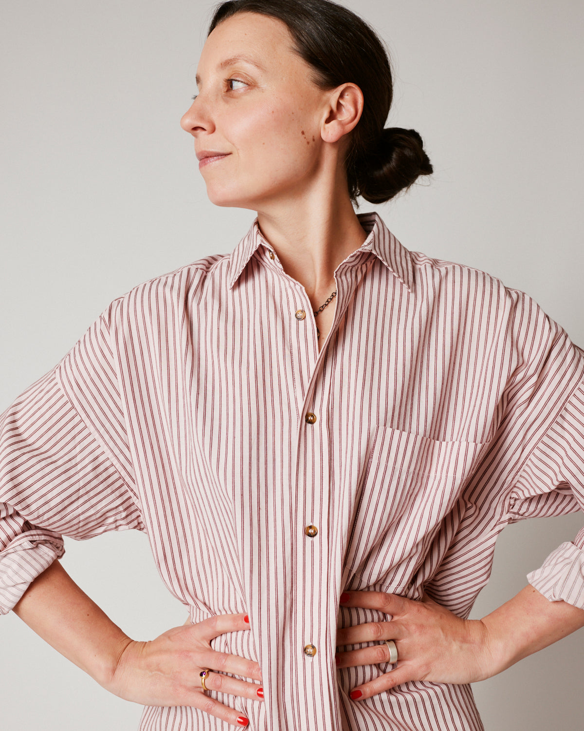 Phoebe Shirt Dress in Rose Stripe