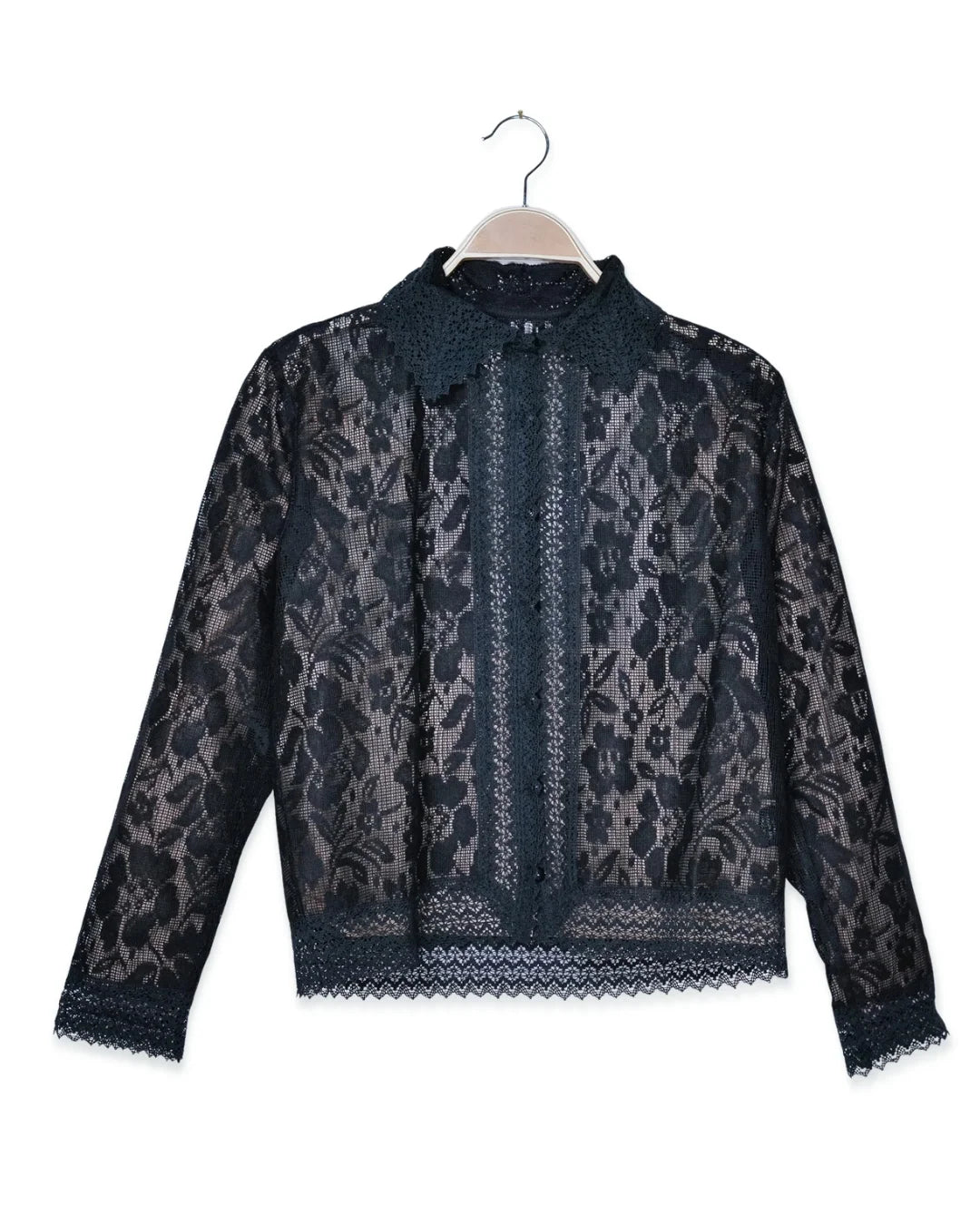 Lace Flora Top in Black