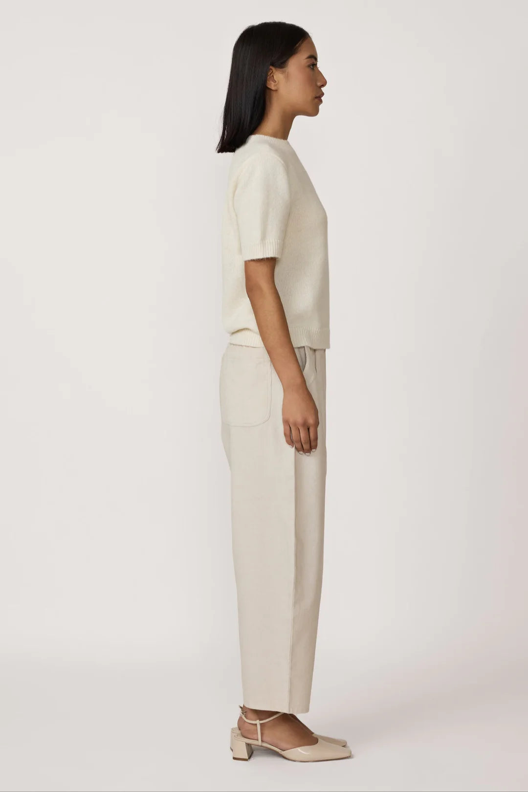 Barrel Leg Pant in Ivory Cord