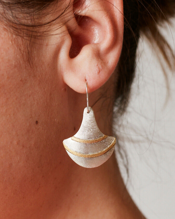Shield Earrings in 22k Gold and Sterling Silver