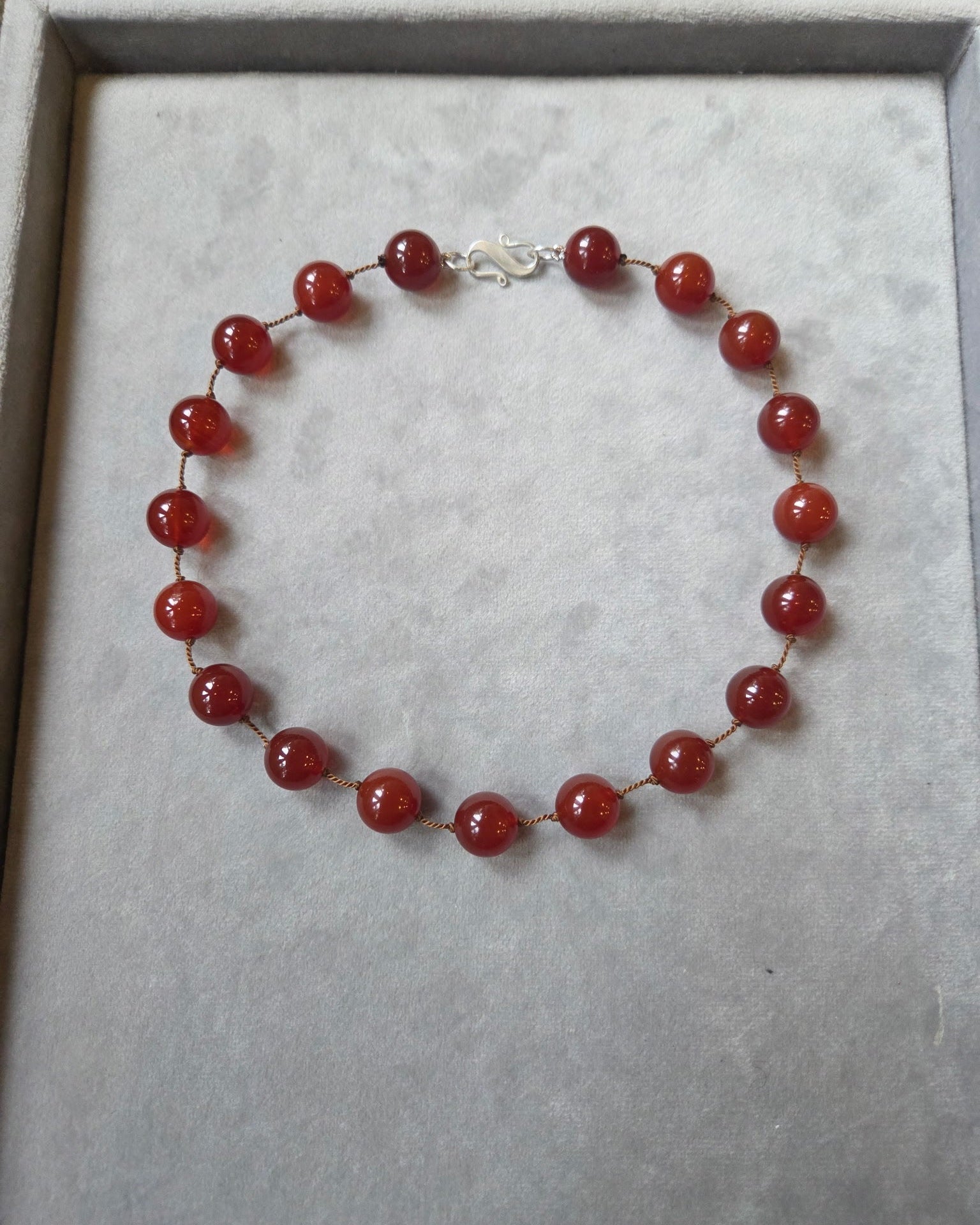 “Kurago-Tamago IV” Sterling Silver and Carnelian Necklace