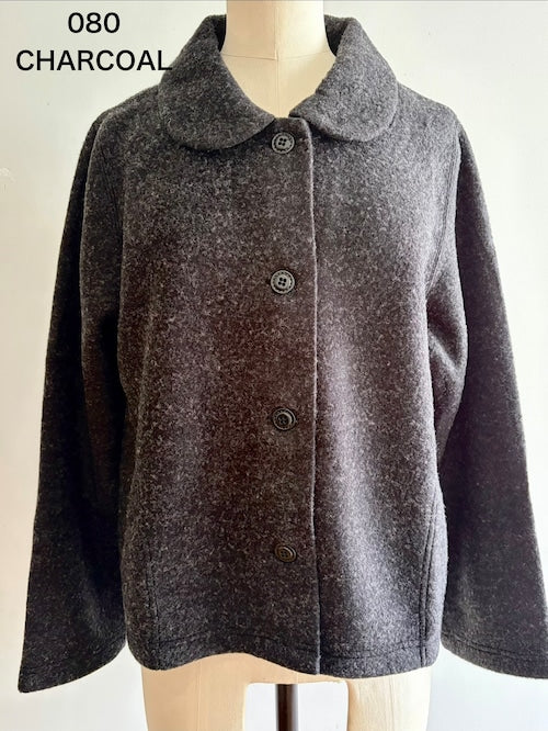 Round Collar Fleece in Charcoal
