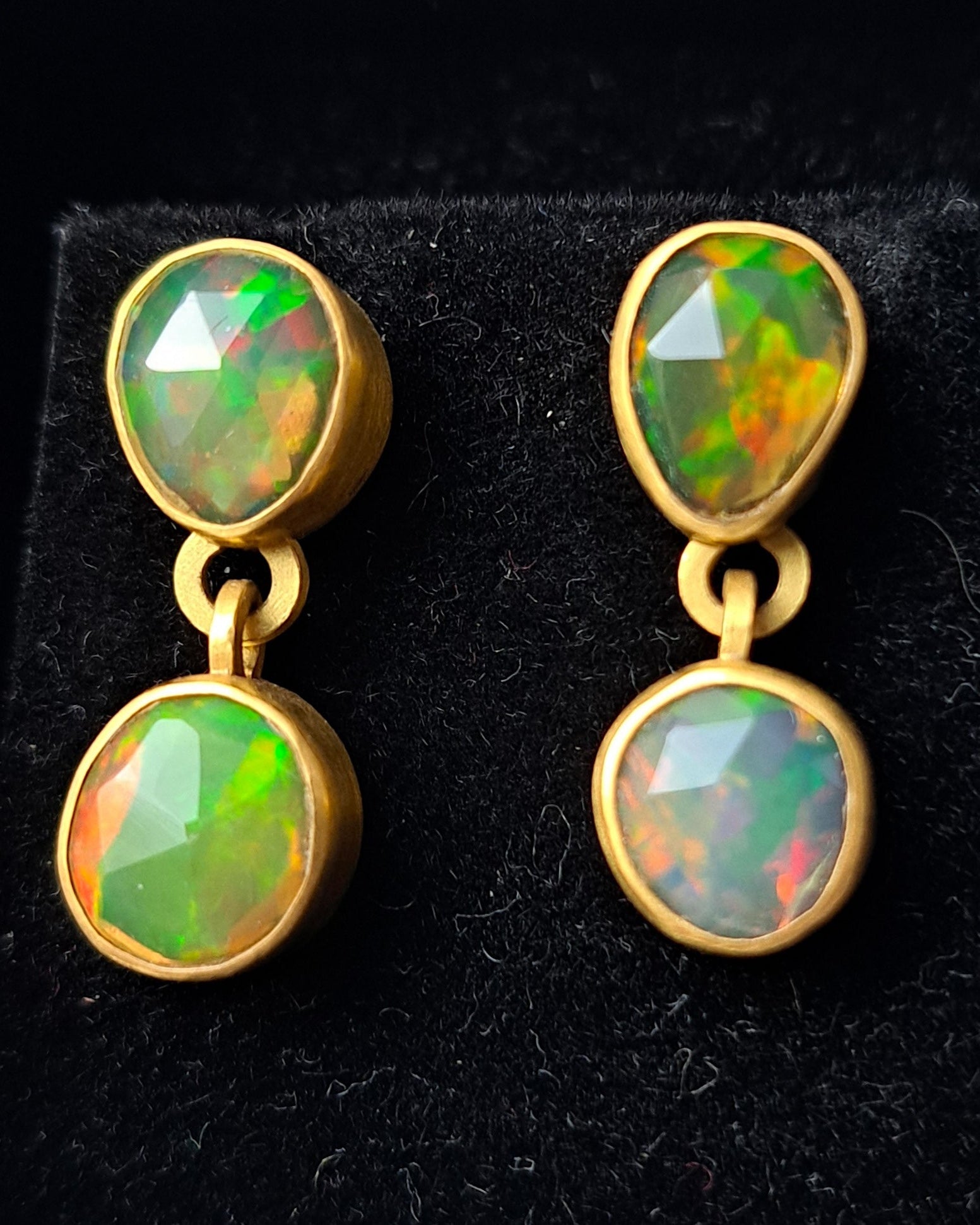 "Time Bound Too" Gold and Ethiopian Opal Earrings
