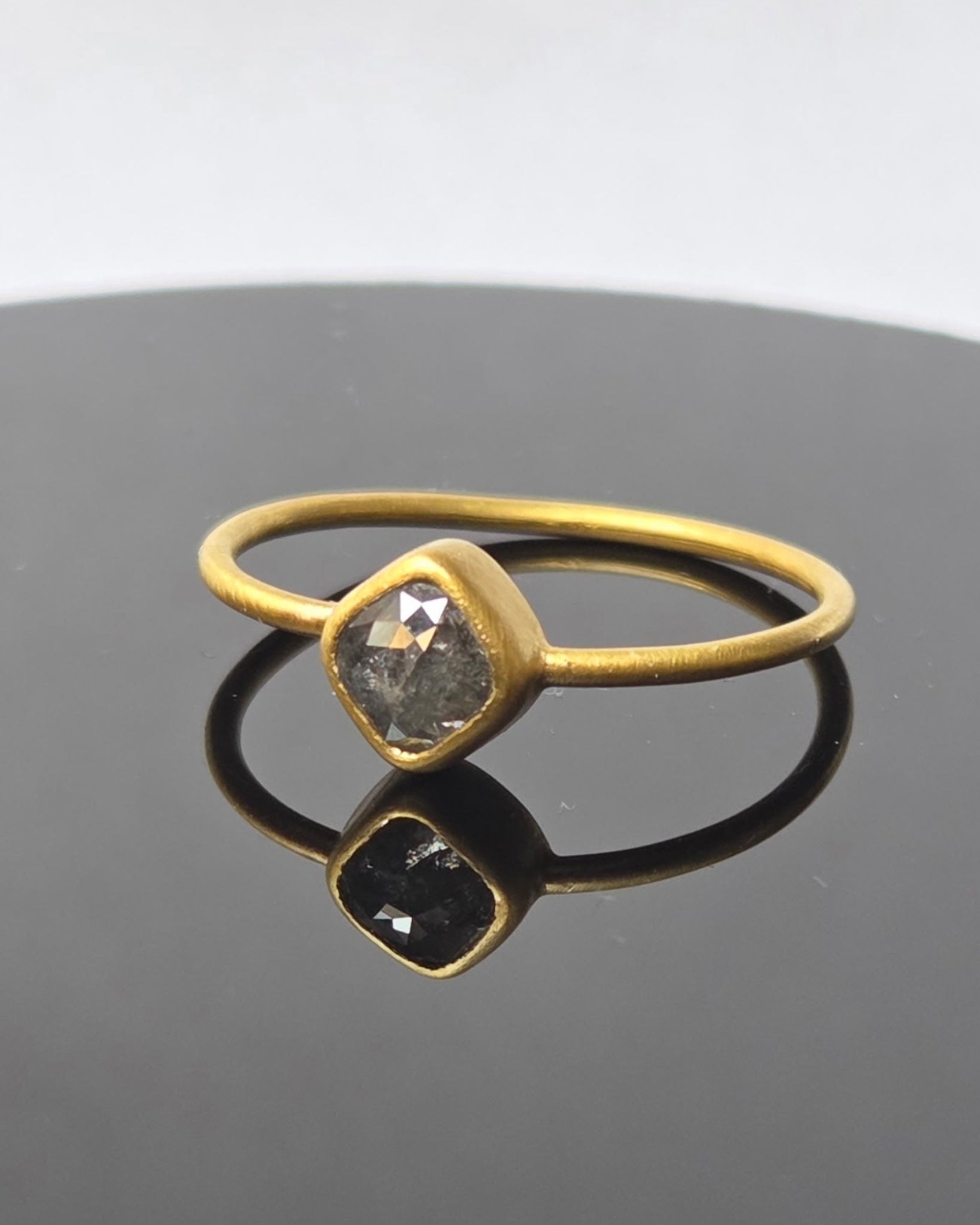"Terrain V” Gold and Salt & Pepper Diamond Ring