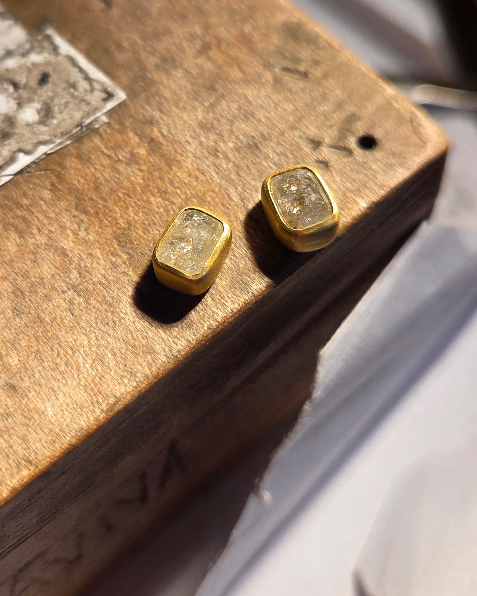 “Granita" Gold and Diamond Studs