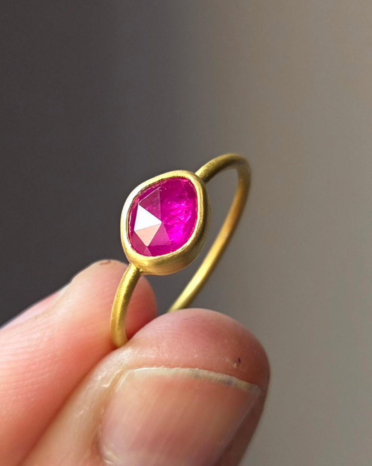 "Ruby Neat IV" Gold and Burmese Ruby Ring