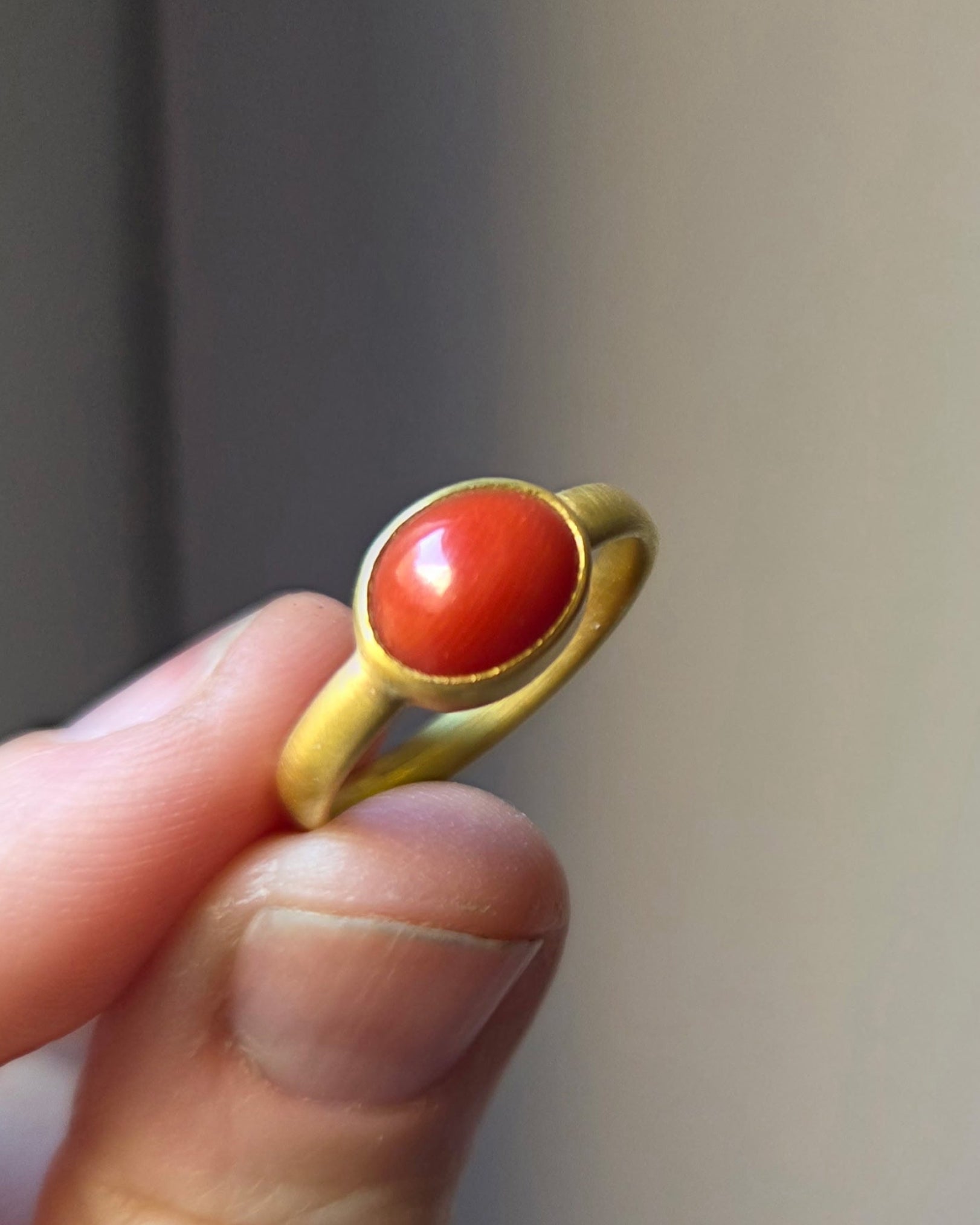 “Sardinian Summer” Gold and Vintage Coral Ring