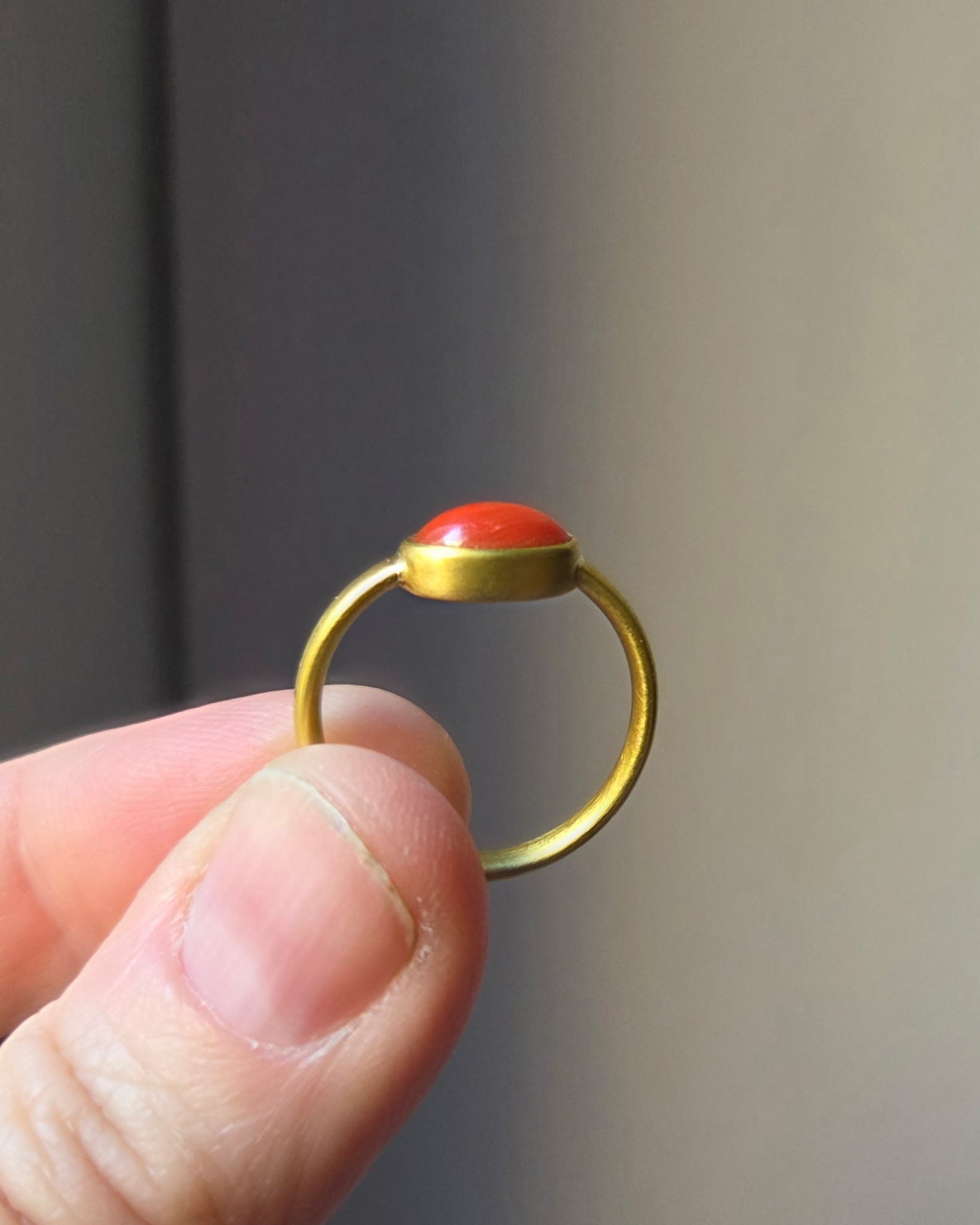 “Sardinian Summer” Gold and Vintage Coral Ring