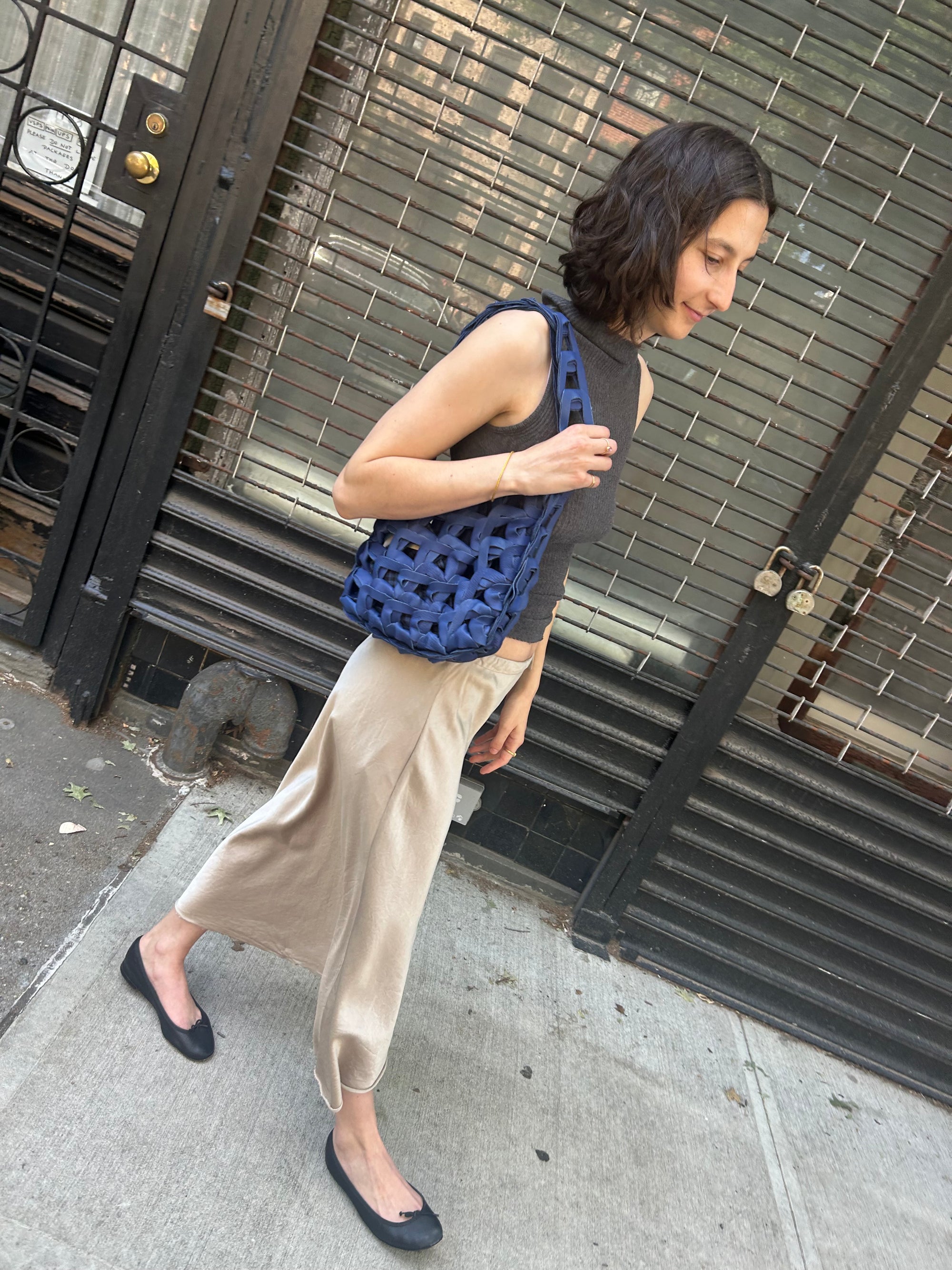 Bias-Cut Midi Skirt in Shadow Silk