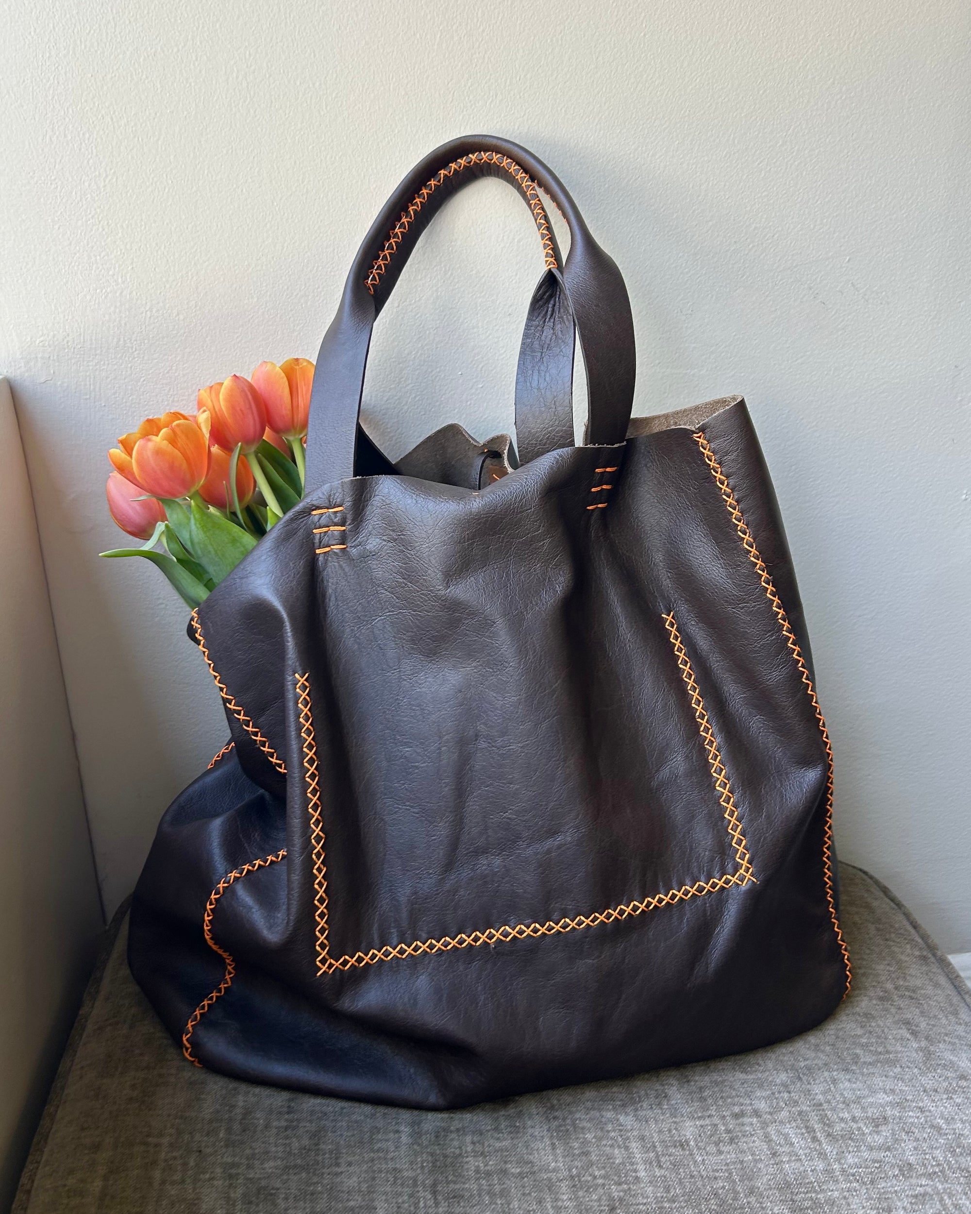Ipanema Tote in Taupe and Orange