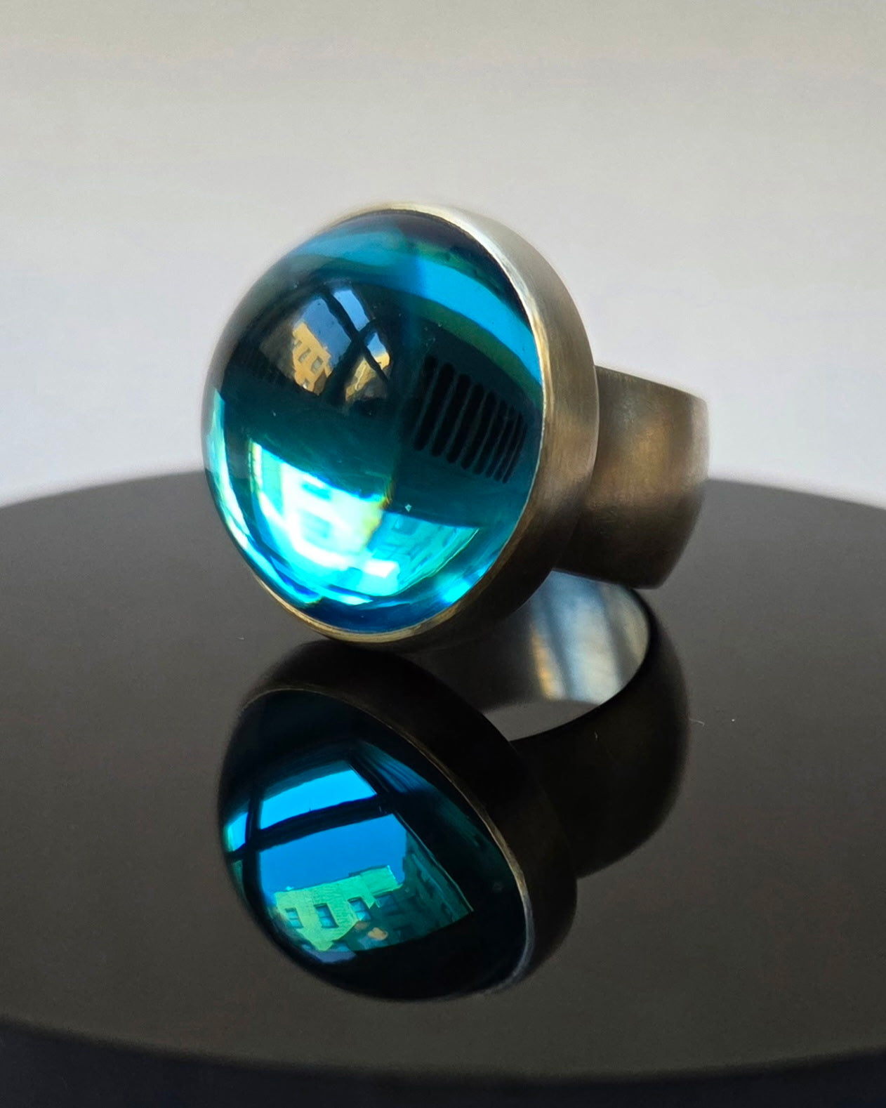 “Pleasure Dome V” Fine Silver and Vintage Lalique Crystal Ring