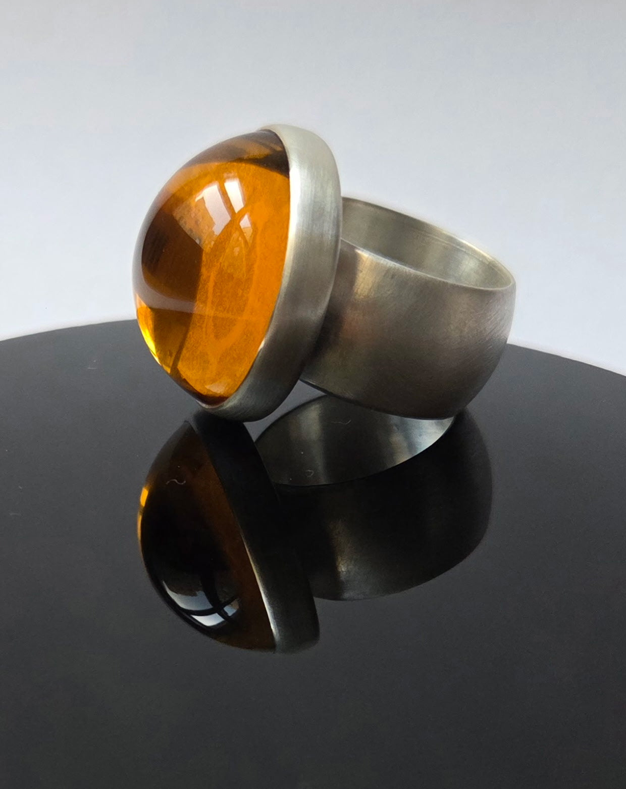 “Pleasure Dome VI” Fine Silver and Vintage Lalique Crystal Ring