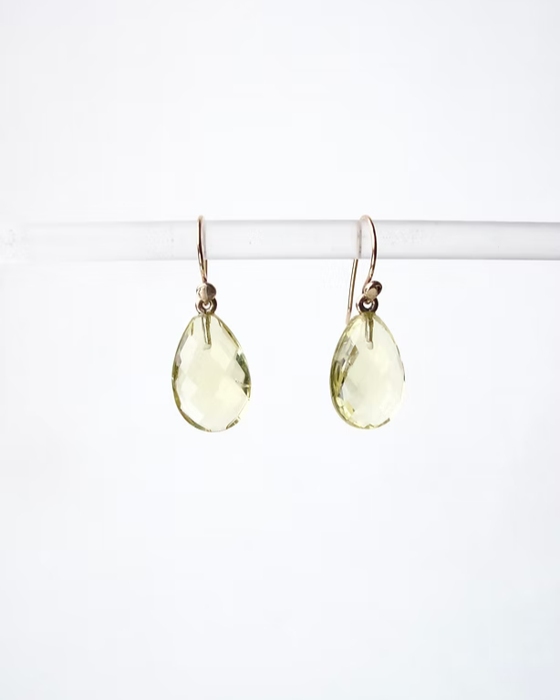 Faceted Lemon Quartz and Gold Earrings