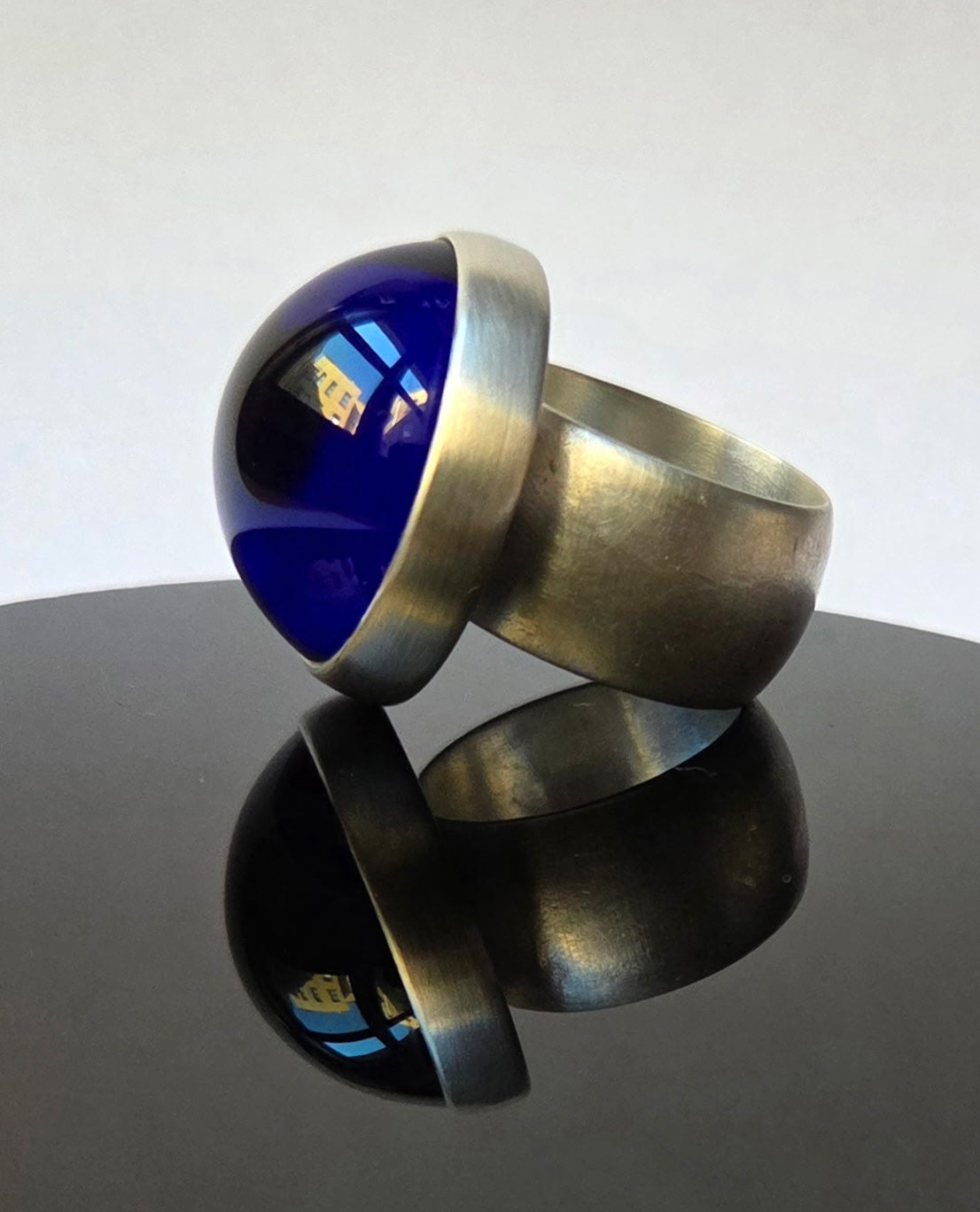 “Pleasure Dome VIII” Fine Silver and Vintage Lalique Crystal Ring