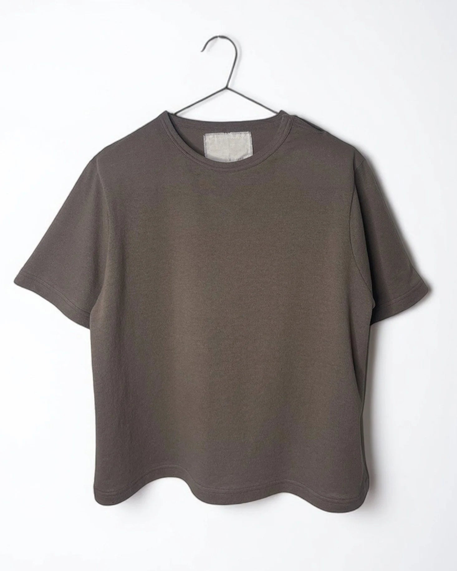 Cotton Crepe Short Sleeve Top in Sand Khaki