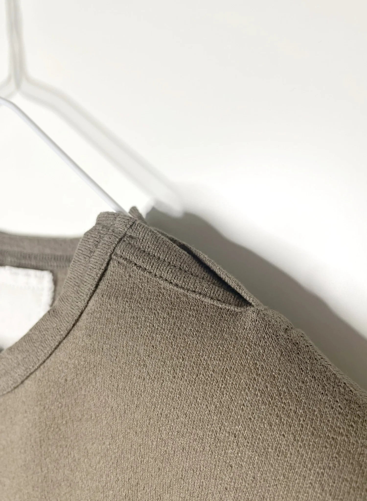 Cotton Crepe Short Sleeve Top in Sand Khaki