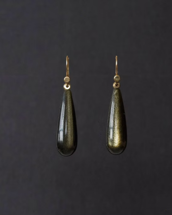 Golden Obsidian and Gold Earrings