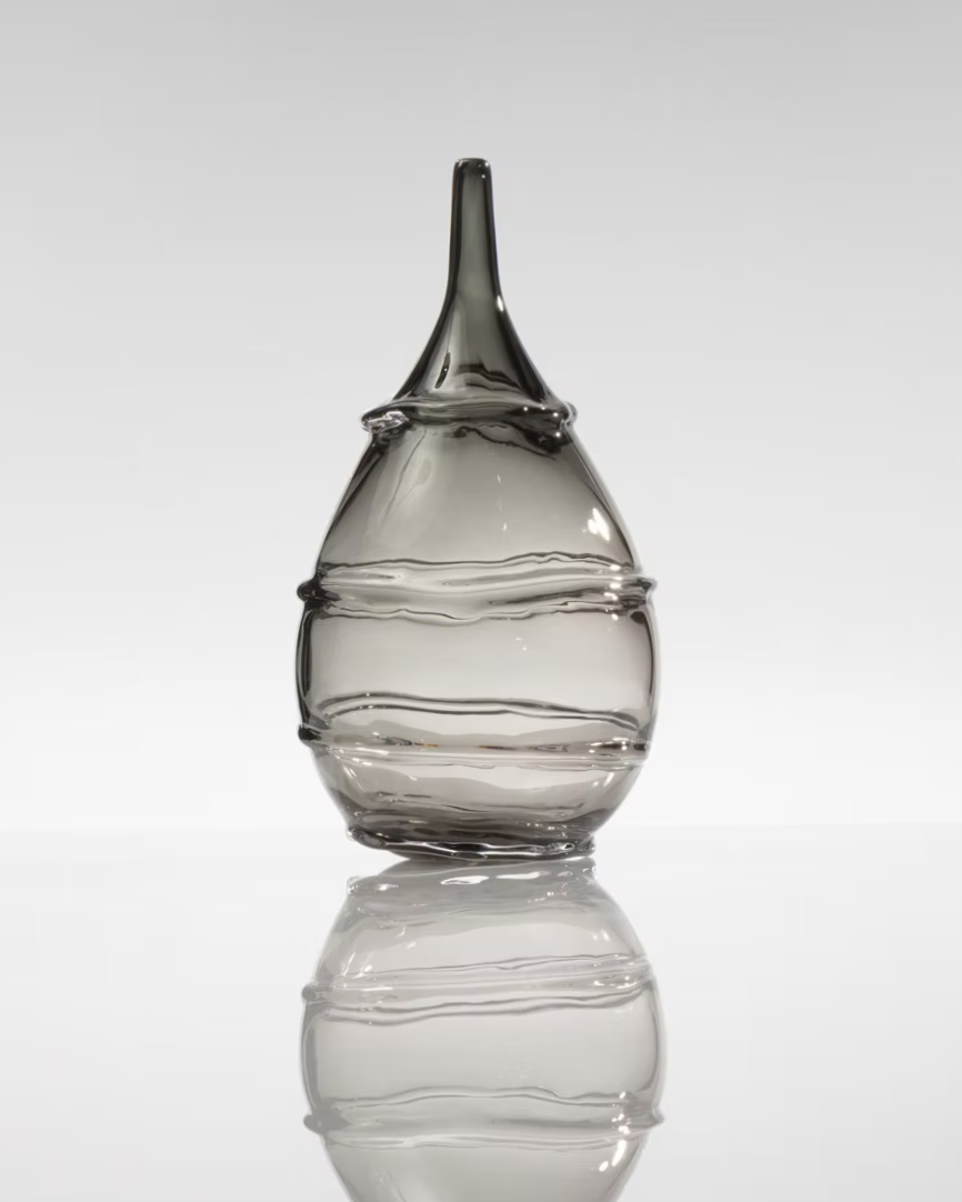 Textured Tear Drop Vase in Neutral Gray