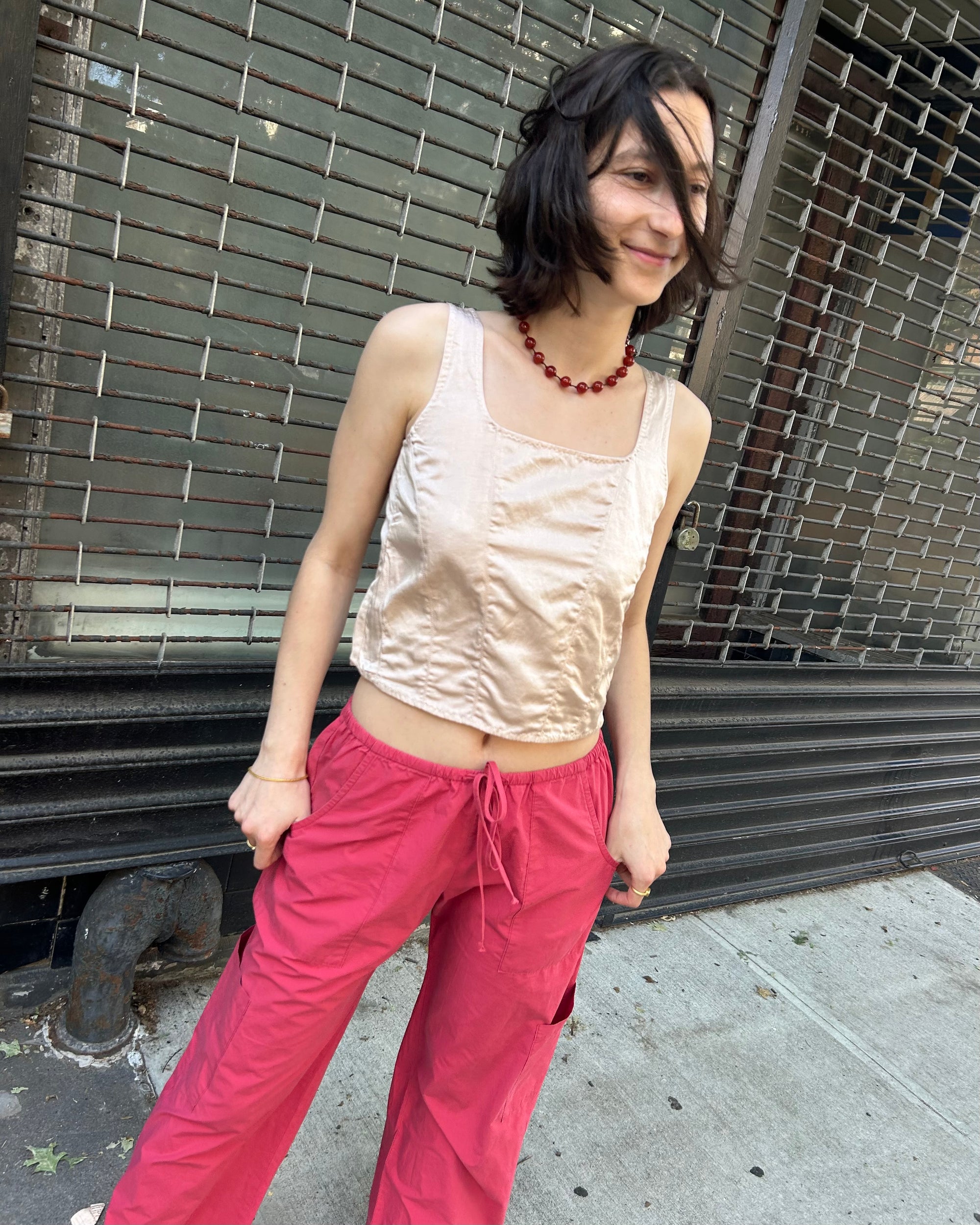 Corset Top in Silver Peony Silk