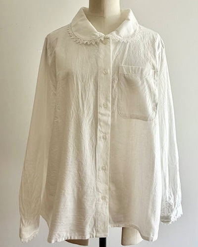 Margaret Chambray and Lace Shirt in White