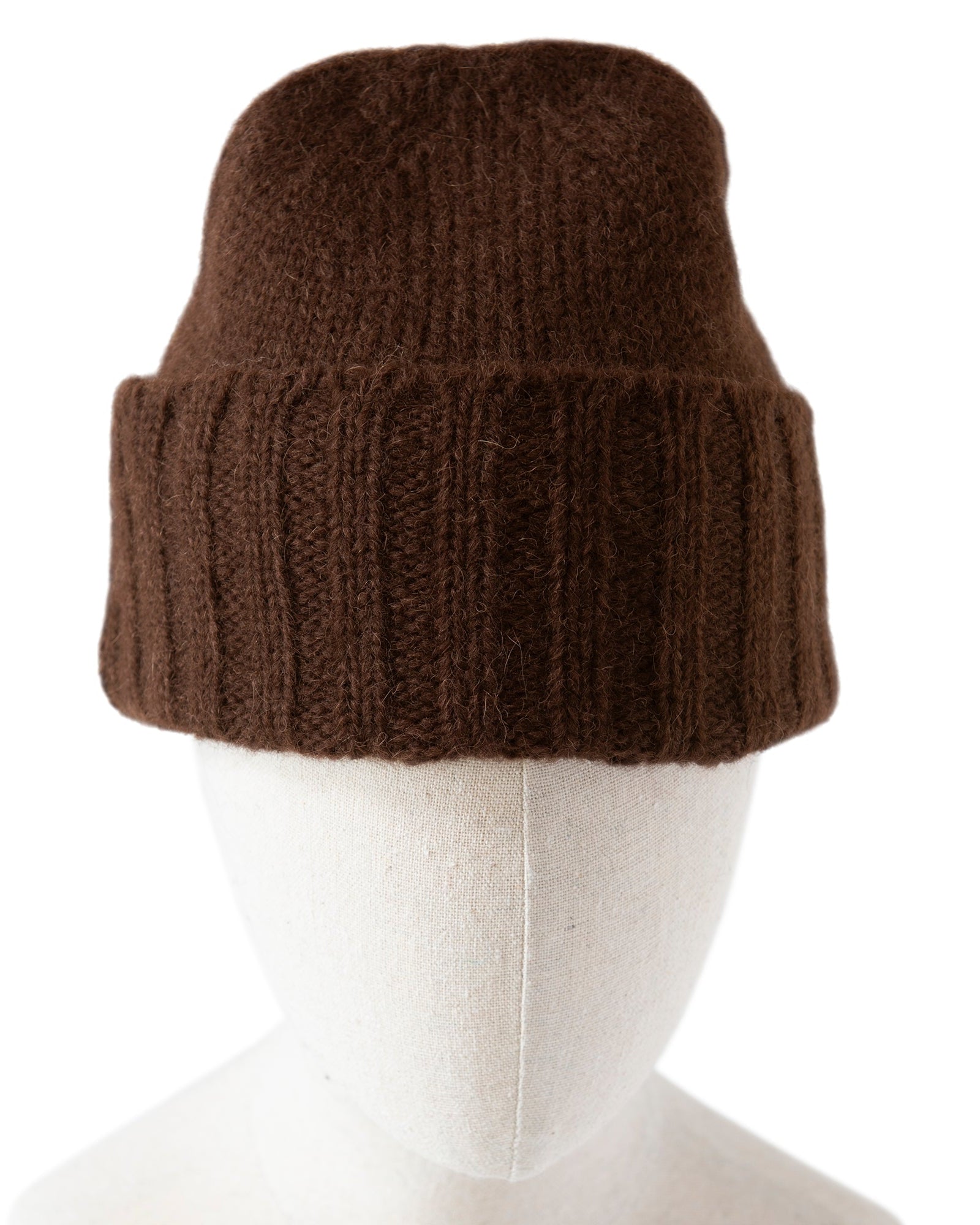 Alpaca Hand Knit Flat Hat in Chocolate