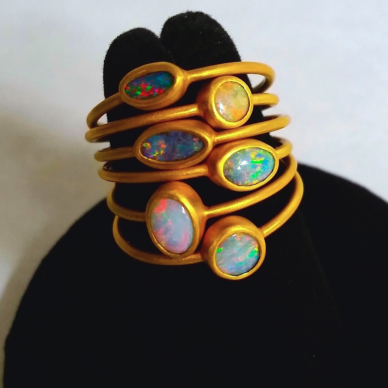 “Another Prismatic Mood XI” Gold and Australian Boulder Opal Ring