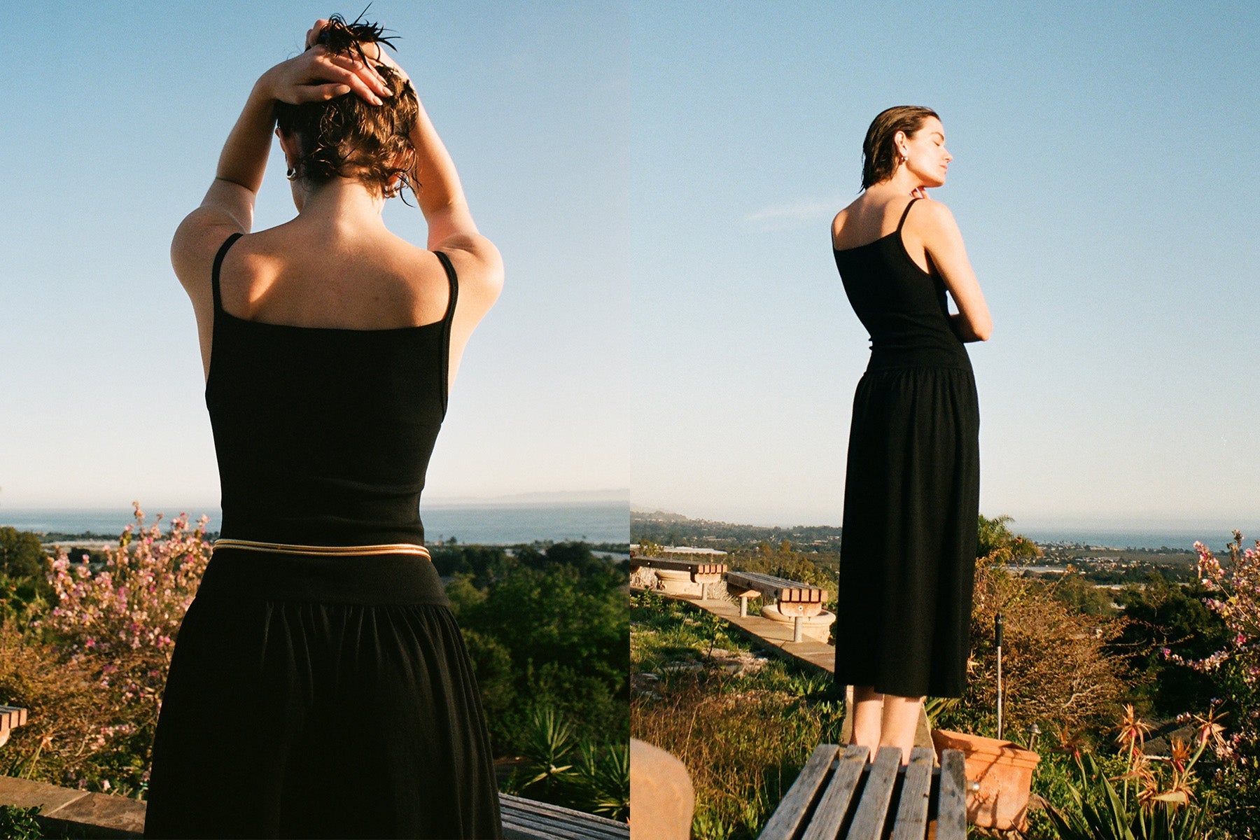 LaPointe Dropwaist Midi Dress in Black