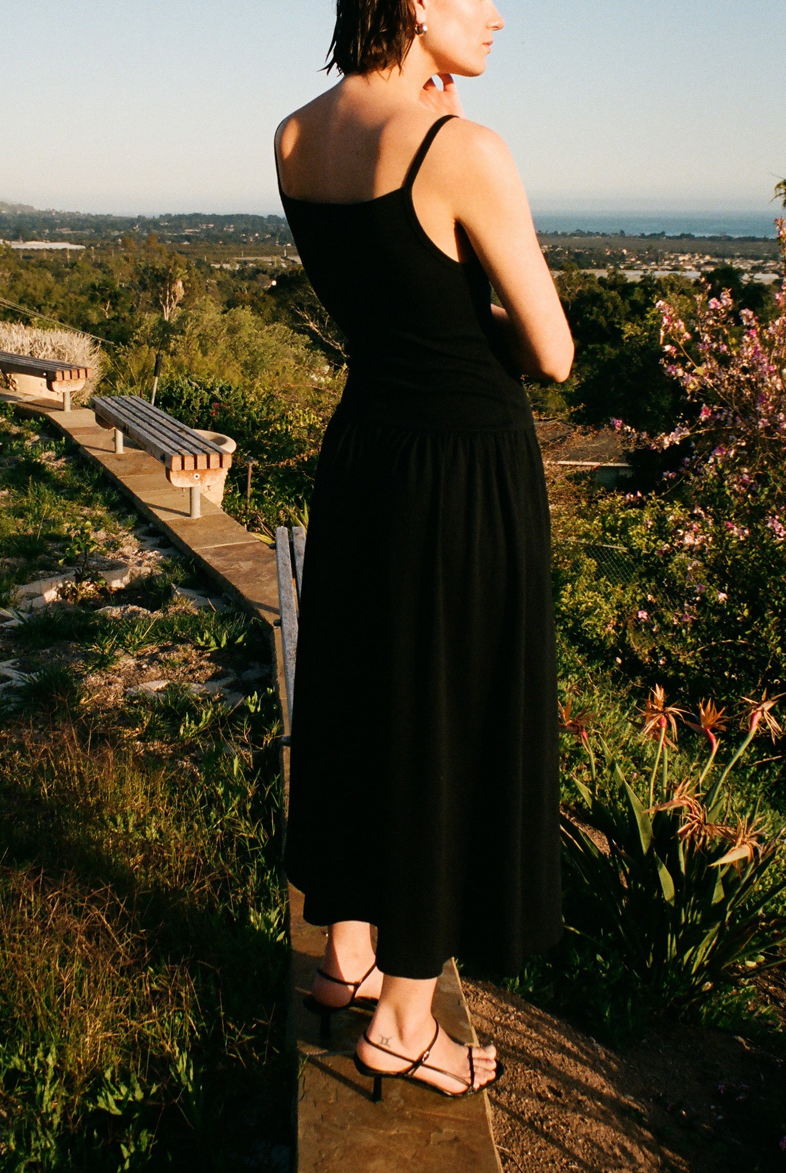 LaPointe Dropwaist Midi Dress in Black