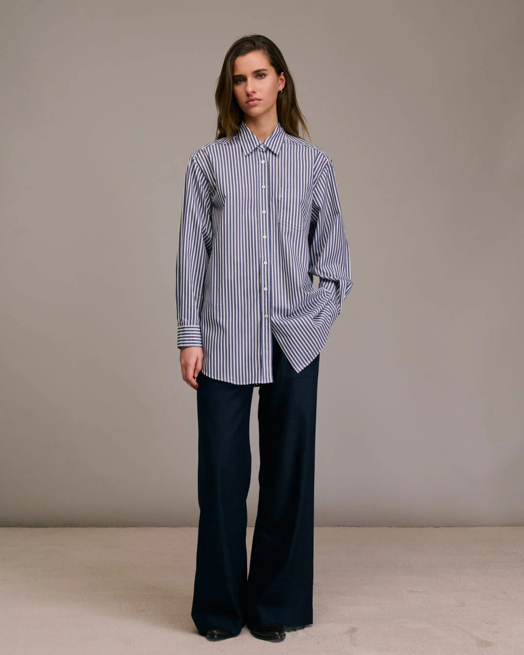 Camela Shirt in Blanc/Marine/Prune